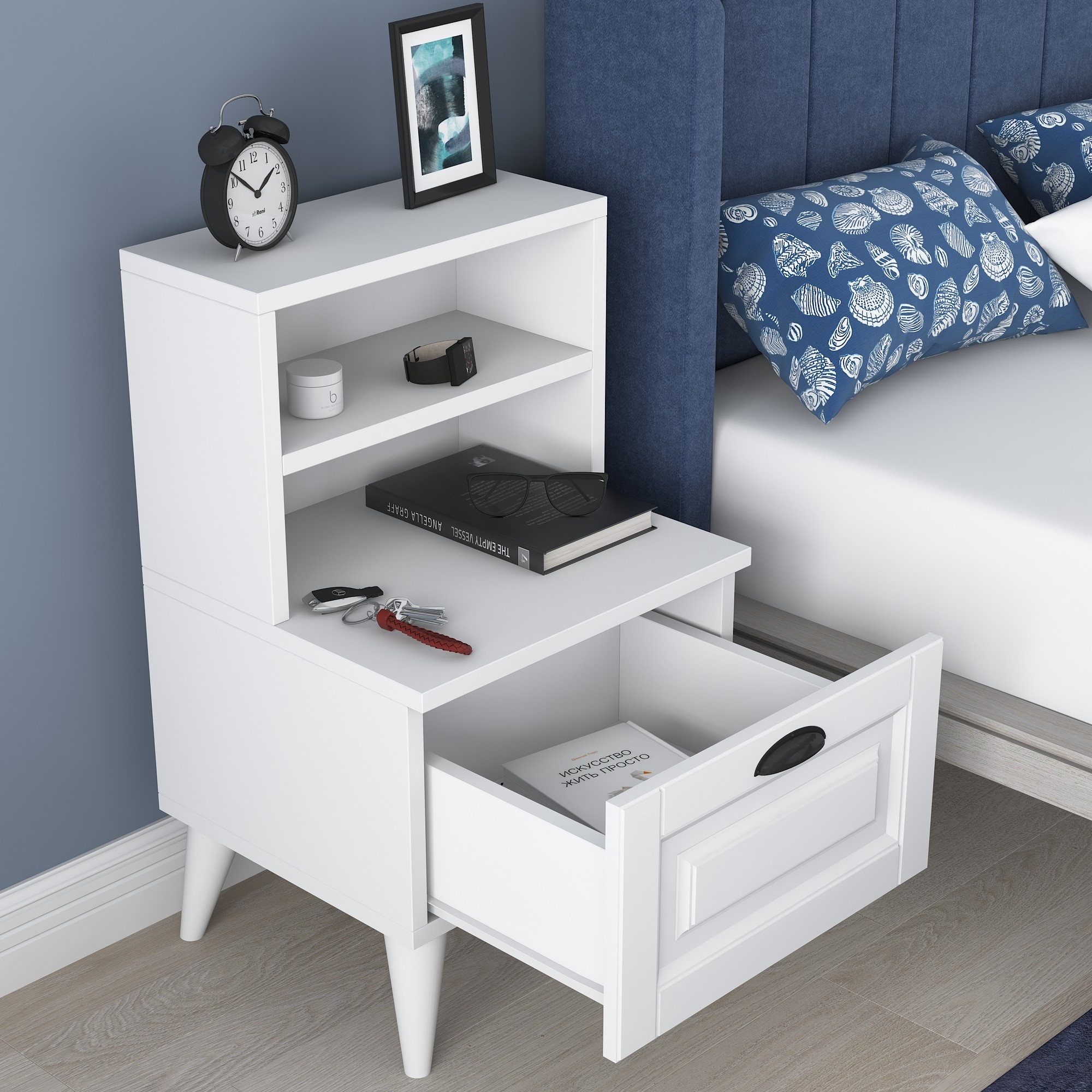 Bd105 Nightstand Wood veneer White