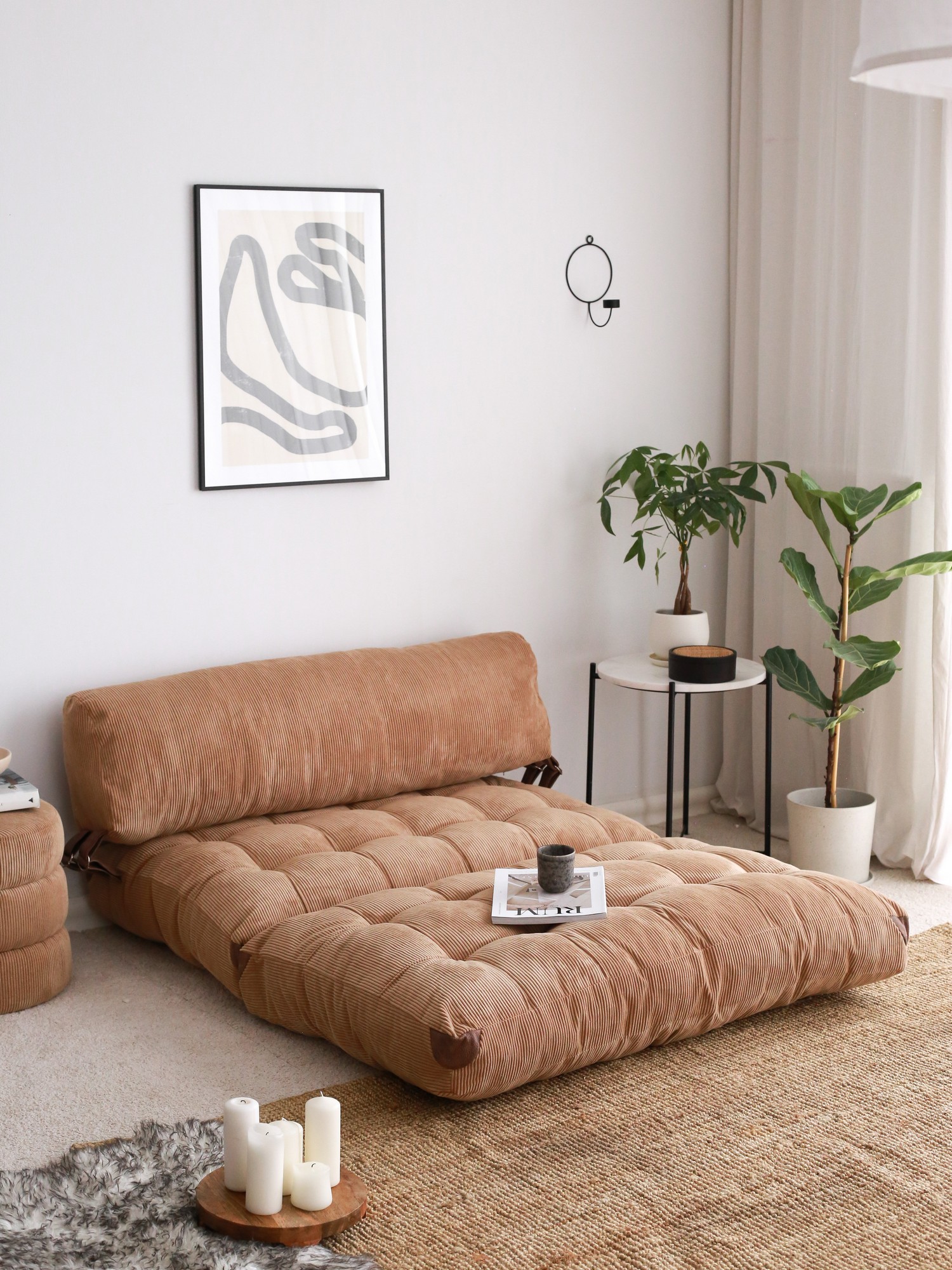 Fold Velvet 2 Sofa bed 2-seater Camel