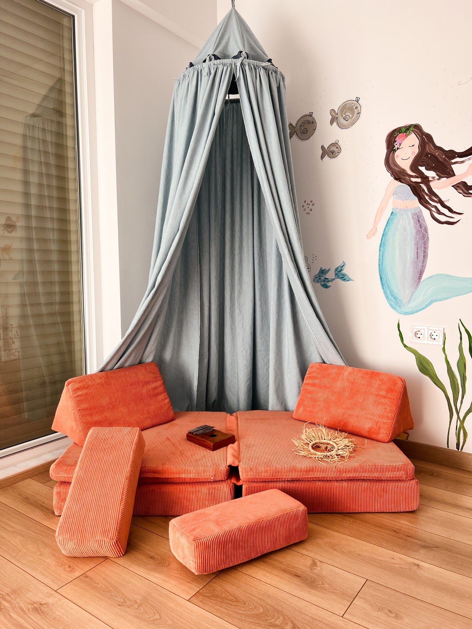 Puzzle Sofa Bed 2-Seater Orange