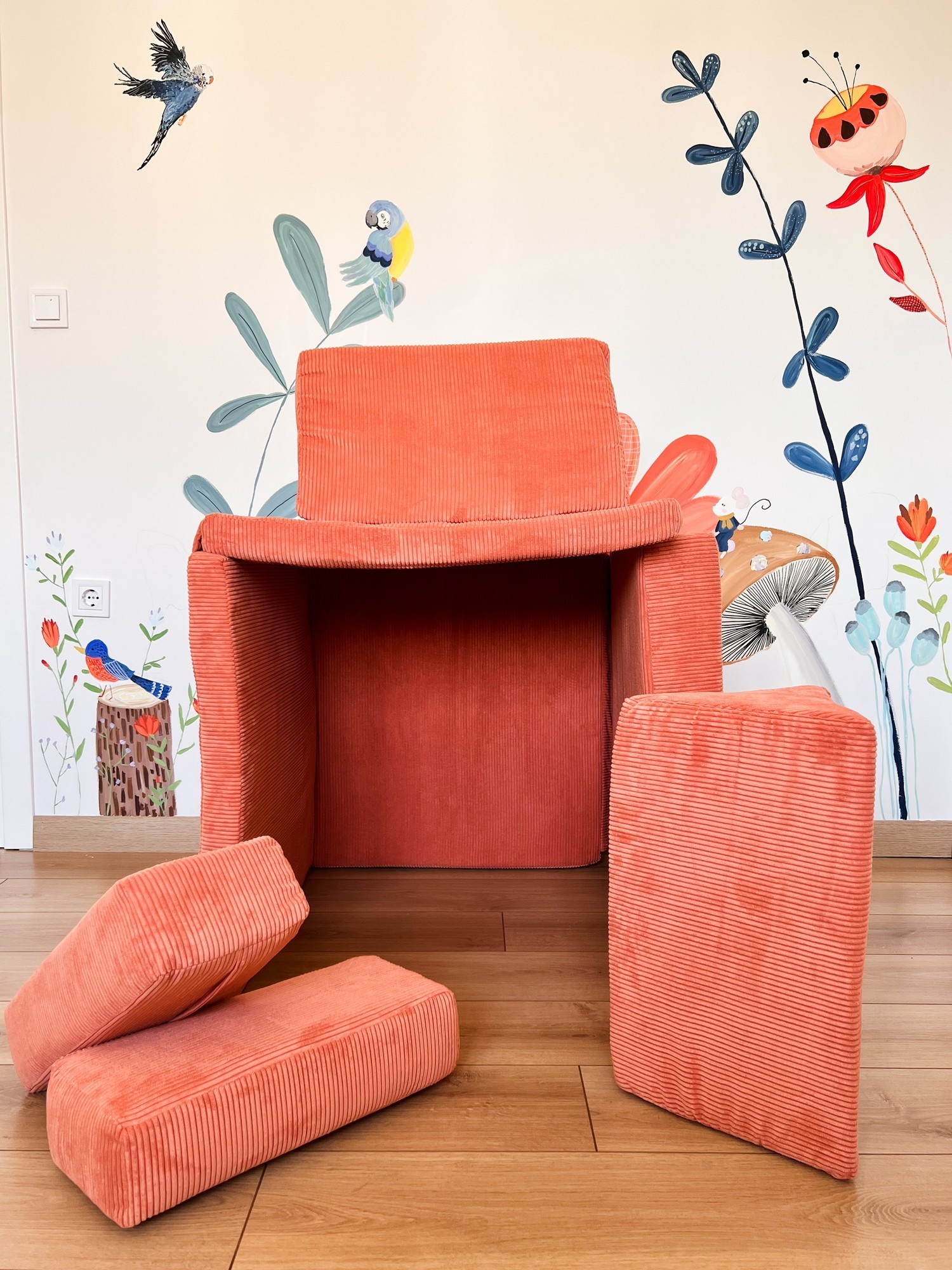 Puzzle Sofa Bed 2-Seater Orange