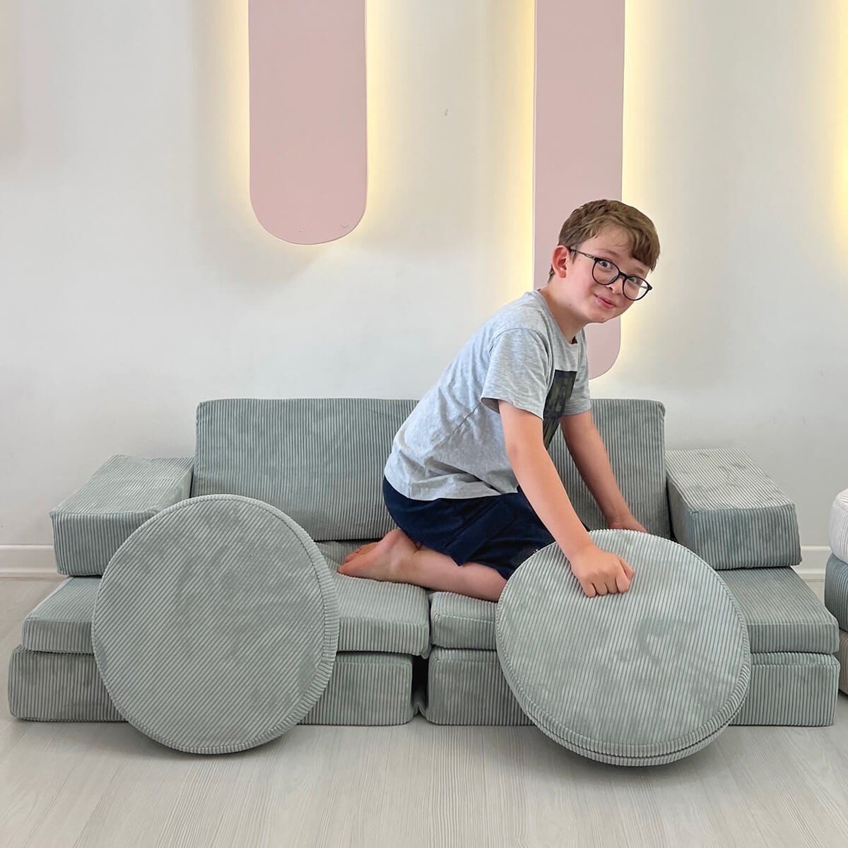Puzzle Sofa Bed 2-Seater Blue