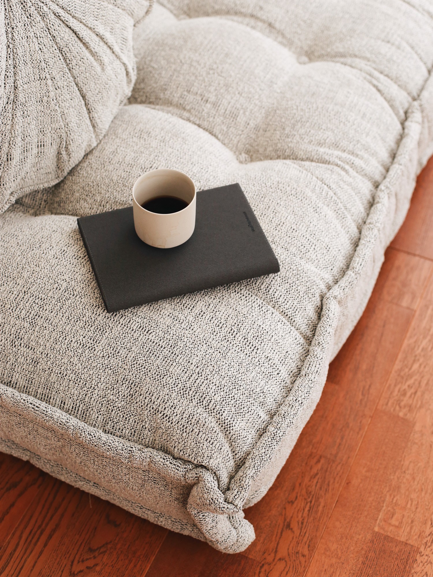Boho Woven Seat Cushion Teddy Grey