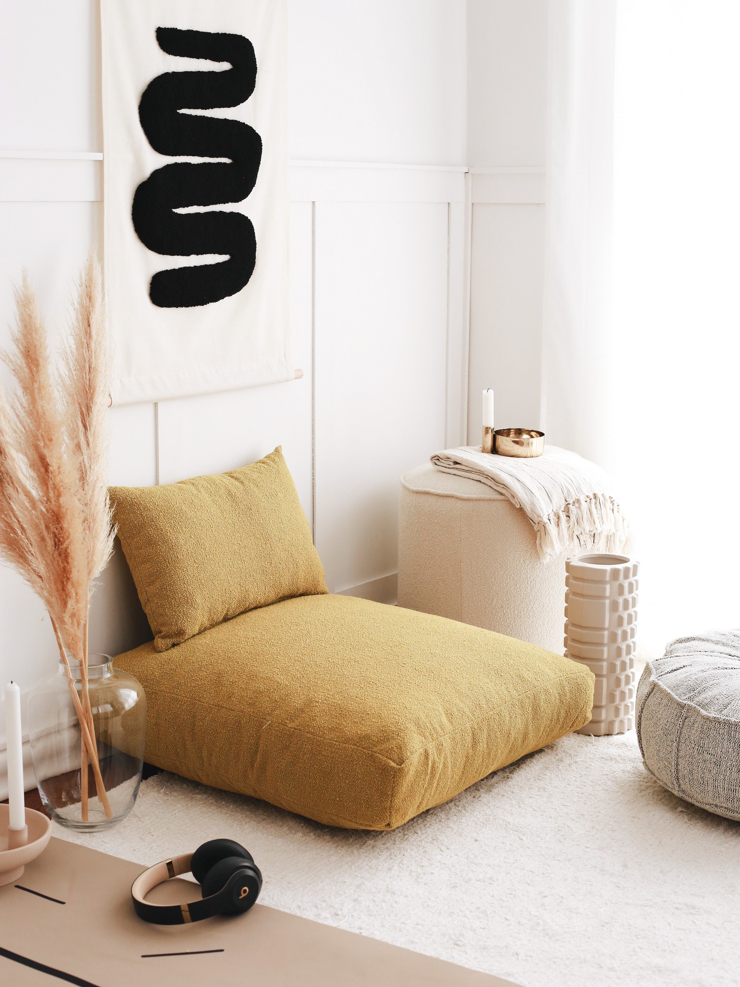Woven seat cushion Teddy Mustard