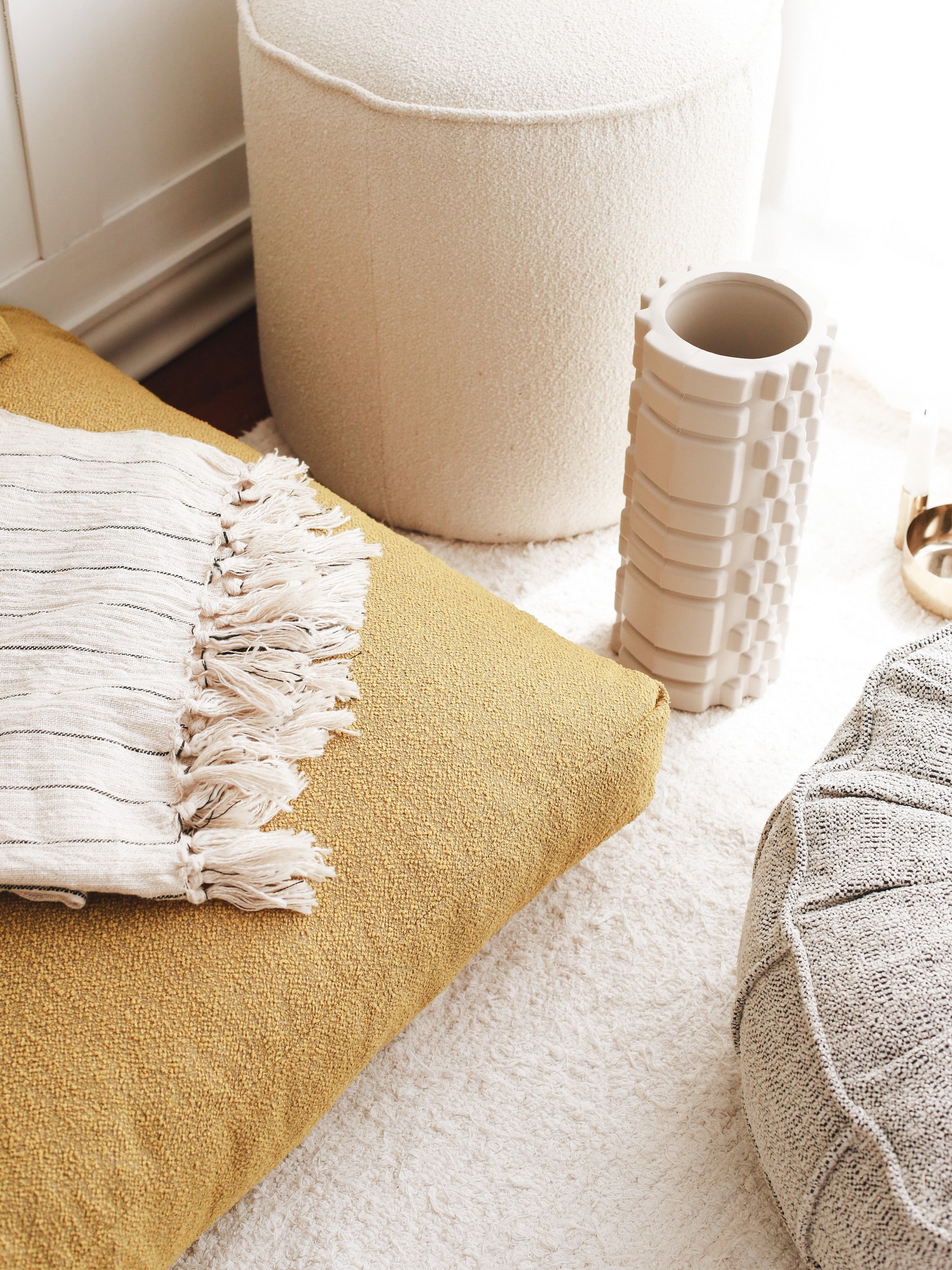 Woven seat cushion Teddy Mustard
