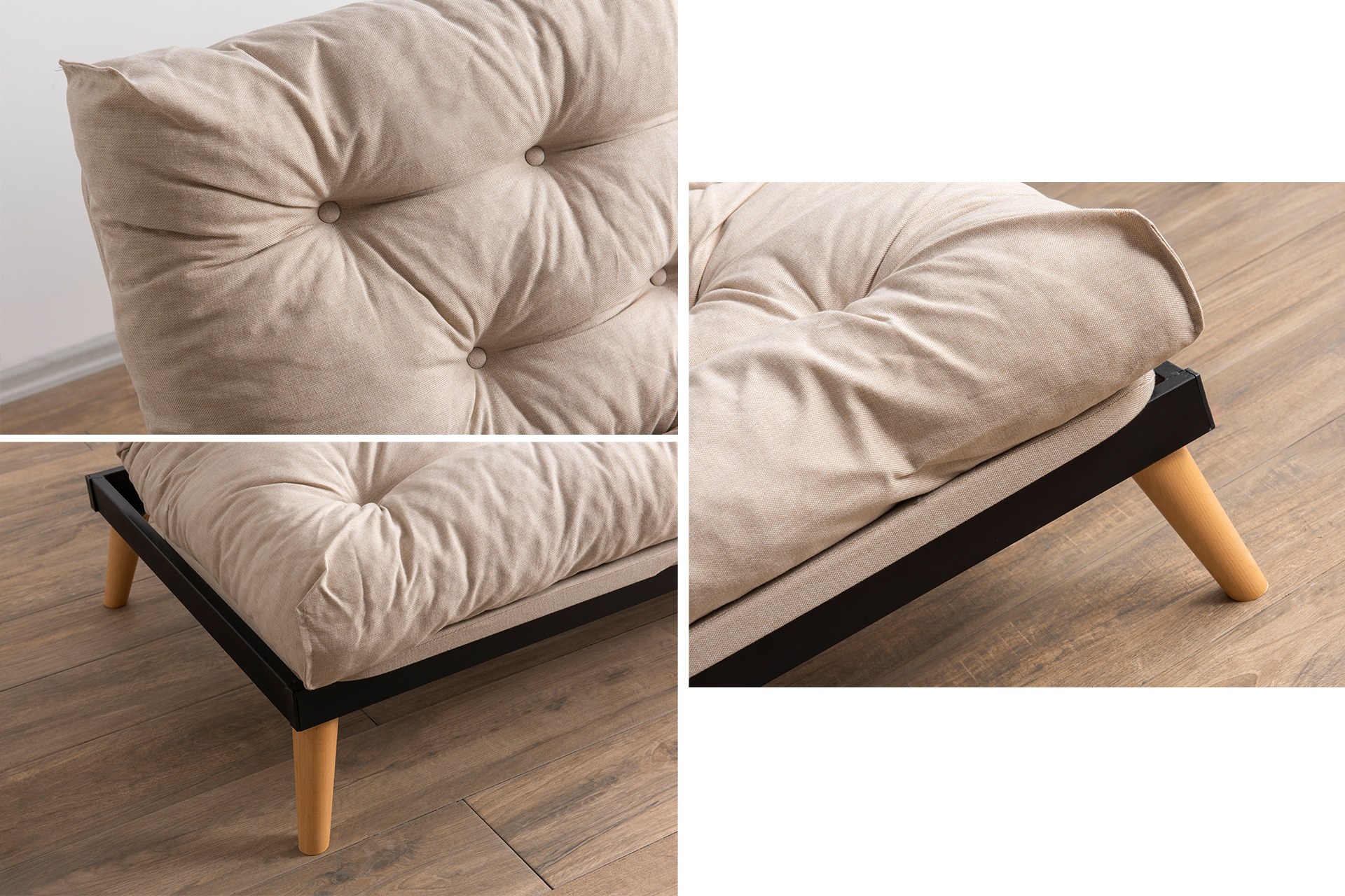 Saki Sofa Bed 3-seater Cream