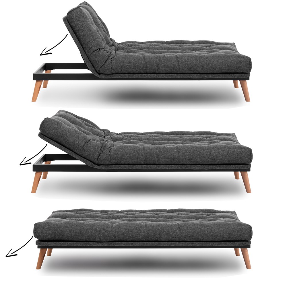 Saki Sleeper Sofa 3-Seater Dark Grey