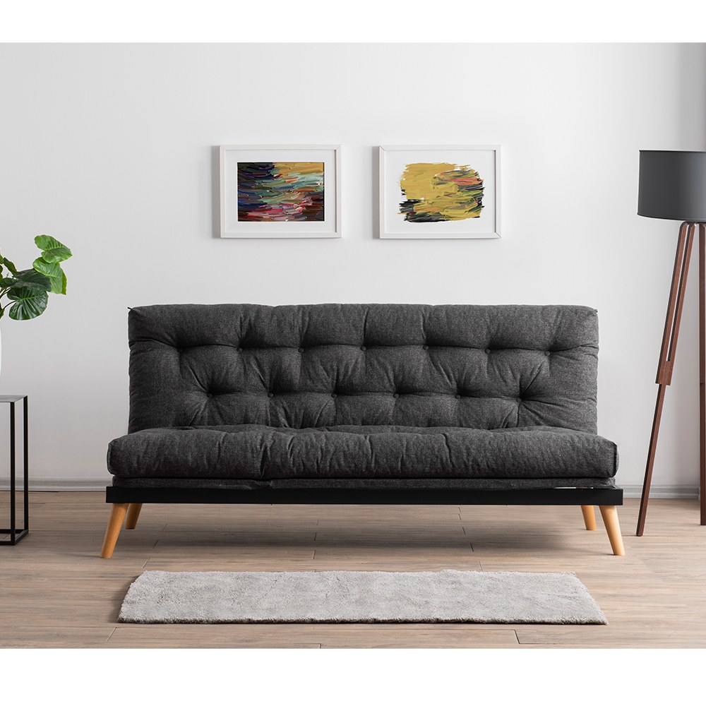 Saki Sleeper Sofa 3-Seater Dark Grey