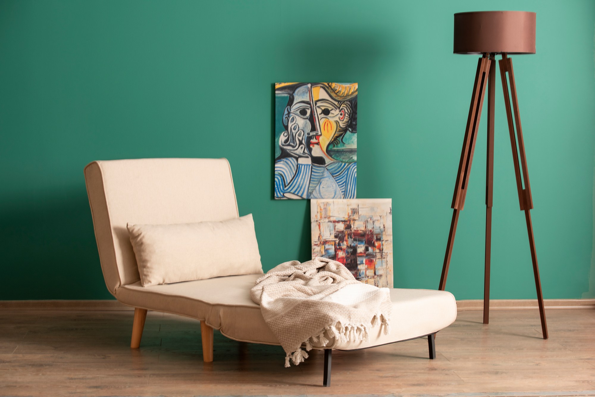 Foldable sofa bed 1-seater cream