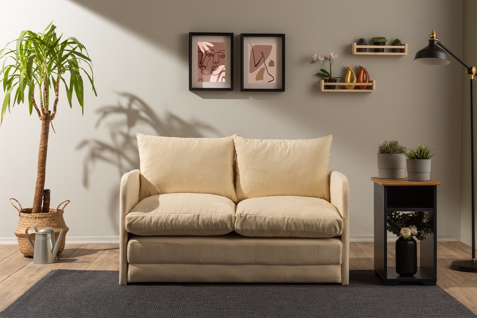 Saga Sofa Bed 2-seater Cream
