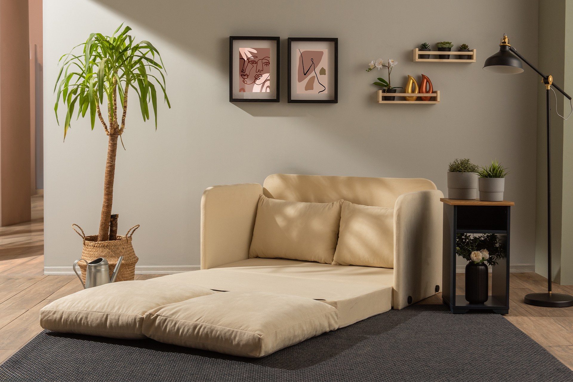 Saga Sofa Bed 2-seater Cream