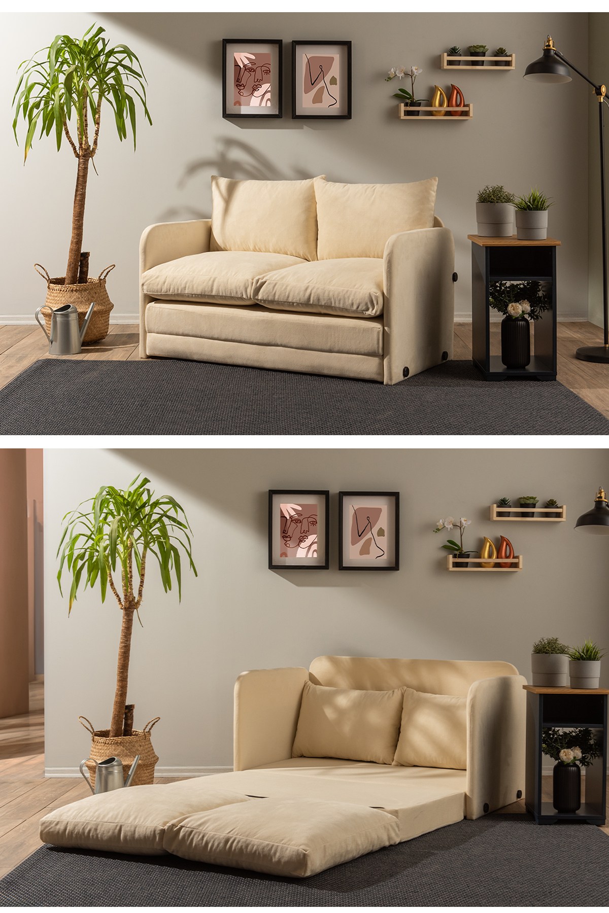 Saga Sofa Bed 2-seater Cream