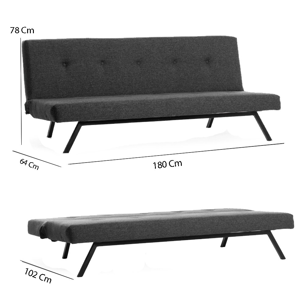 Zola Sofa Bed 3-Seater Dark Grey