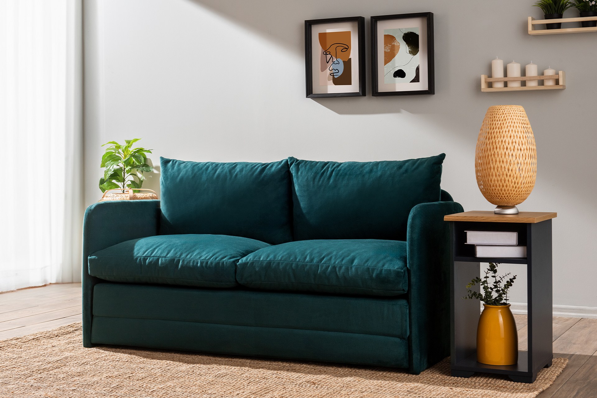 Saga Xl Sofa Bed 2-seater petrol green