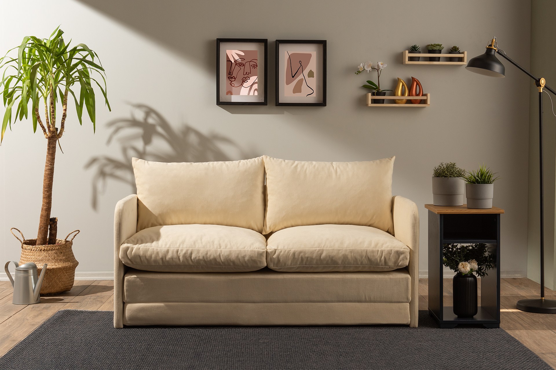 Saga Xl Divano letto 2 posti Crema