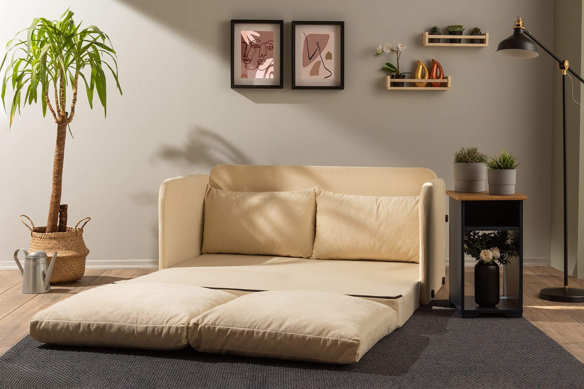 Saga Xl Divano letto 2 posti Crema