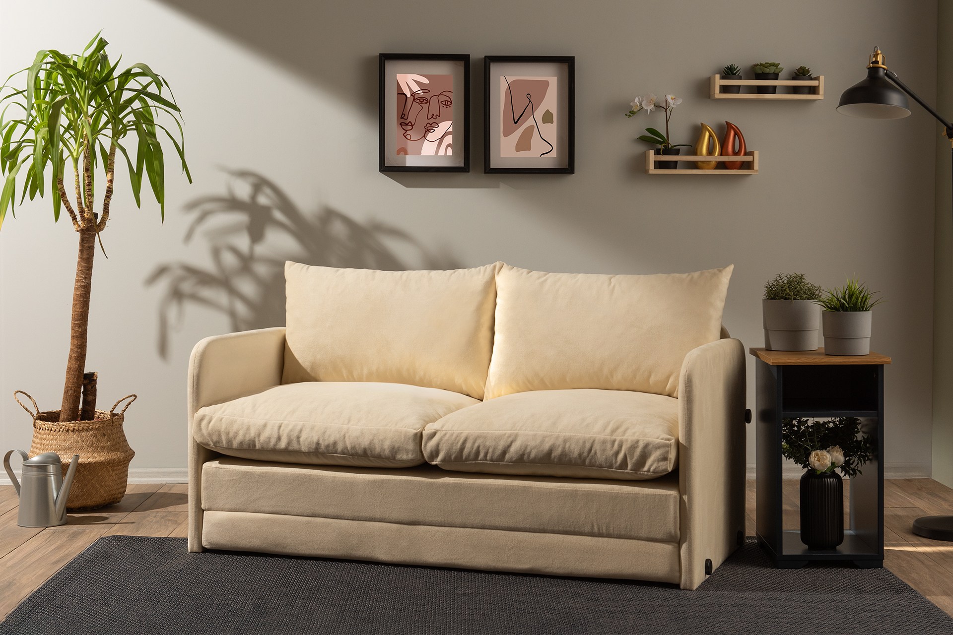 Saga Xl Sleeper Sofa 2-Seater Cream