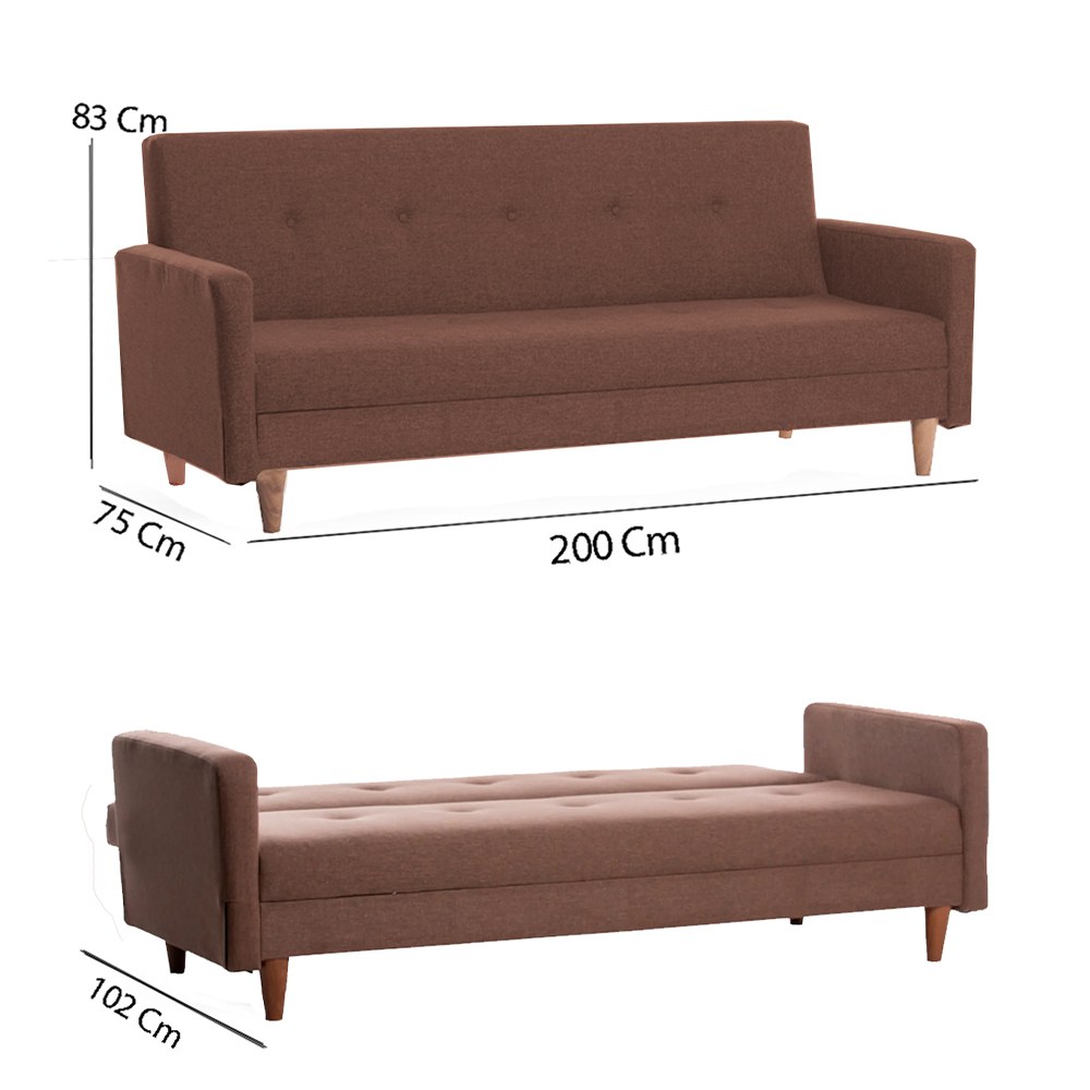 Hiko Sofa bed 3-seater Brown