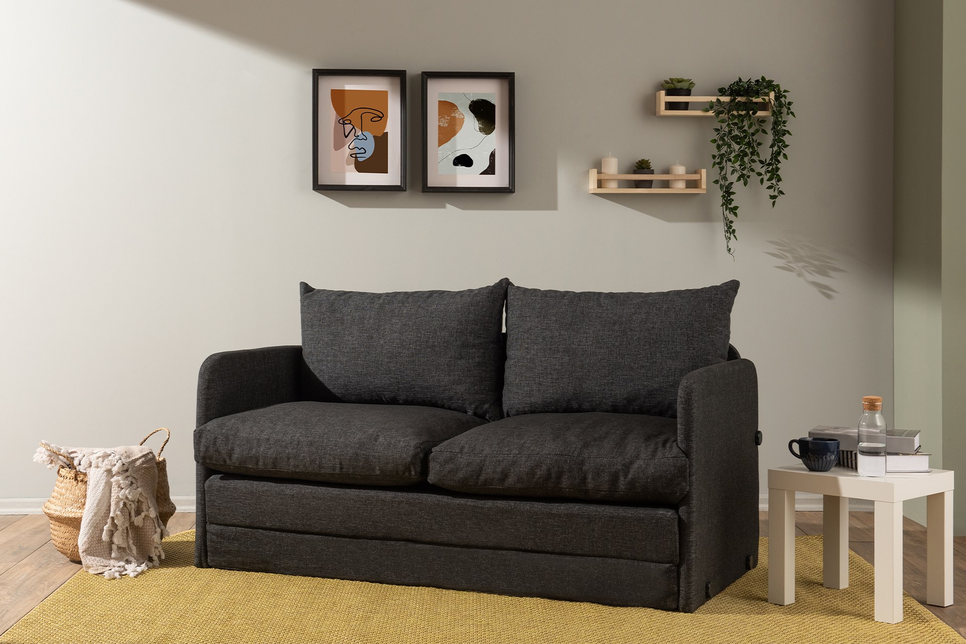 Saga Xl Sofa bed 2-seater dark grey