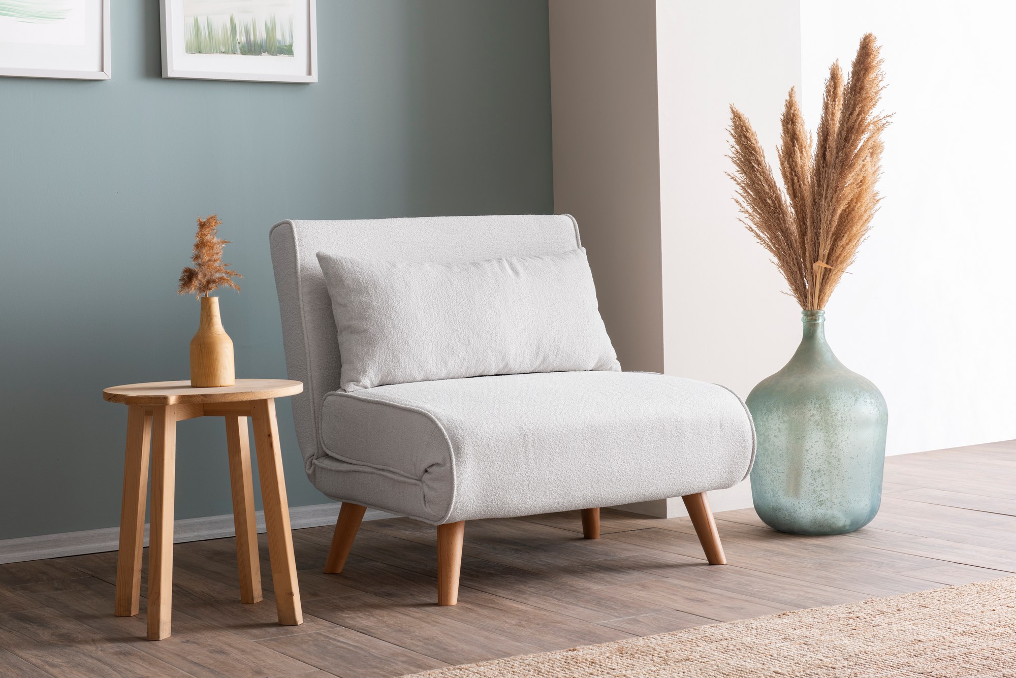 Foldable Sofa Bed 1-Seater White