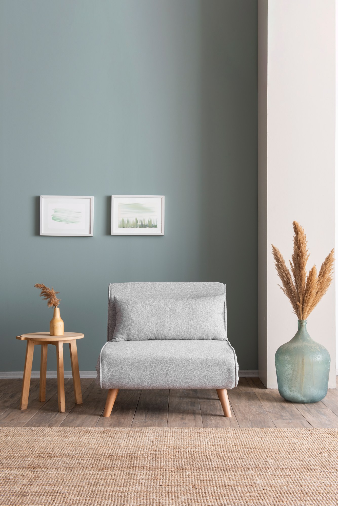 Foldable sofa bed 1-seater grey