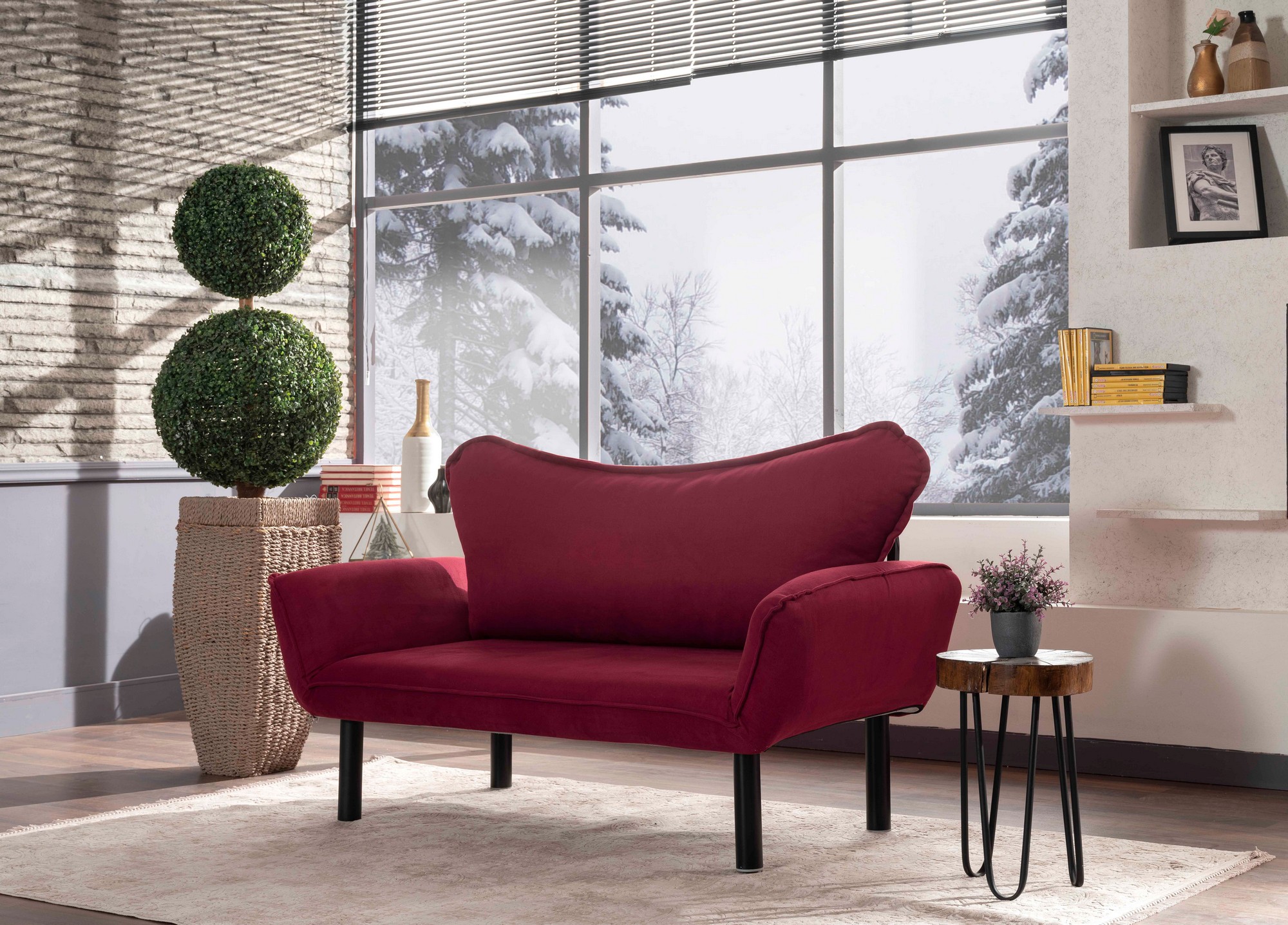 Chatto Sofa Bed 2-seater Maroon