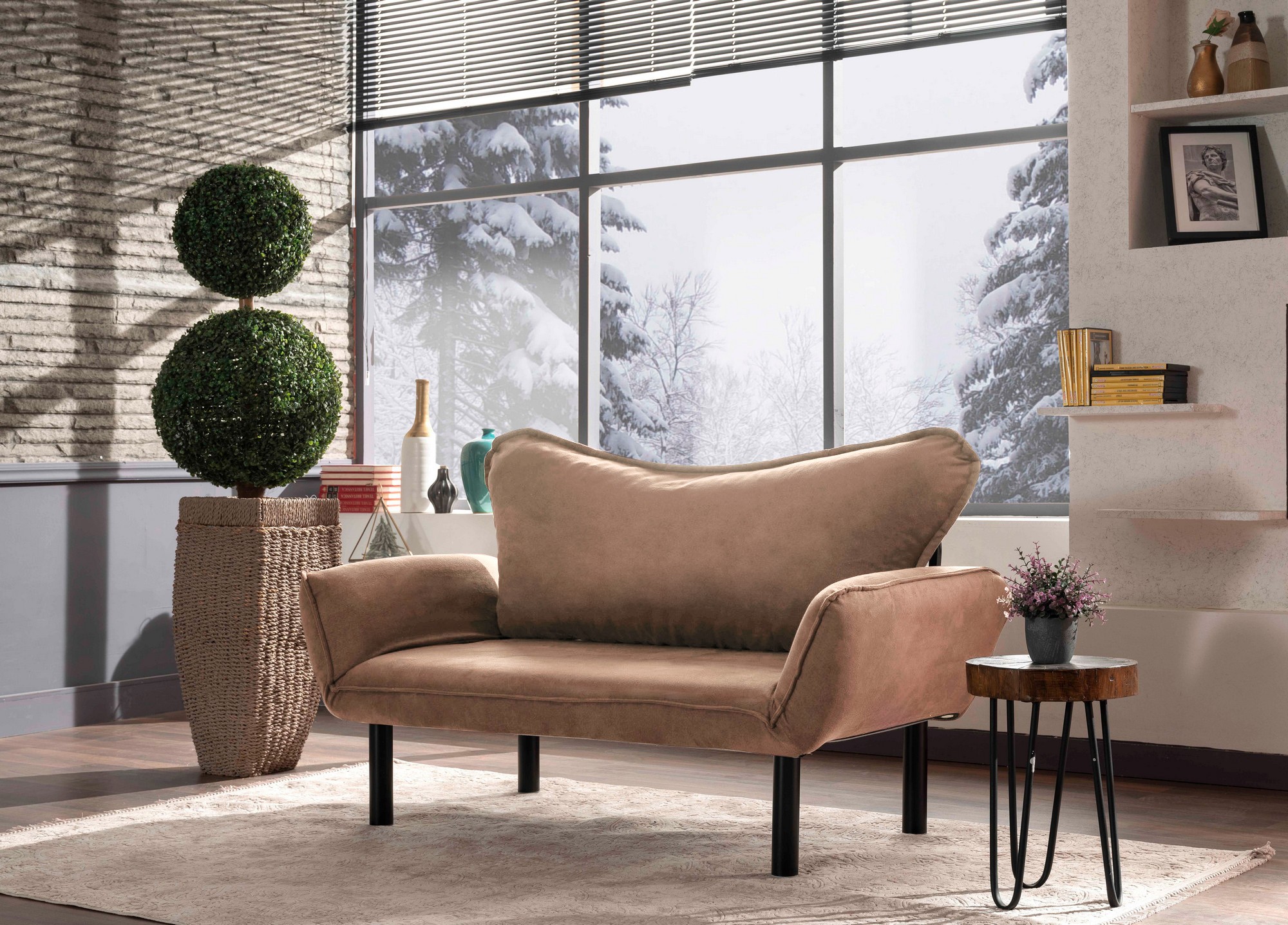 Chatto Sofa Bed 2-Seater Light Brown