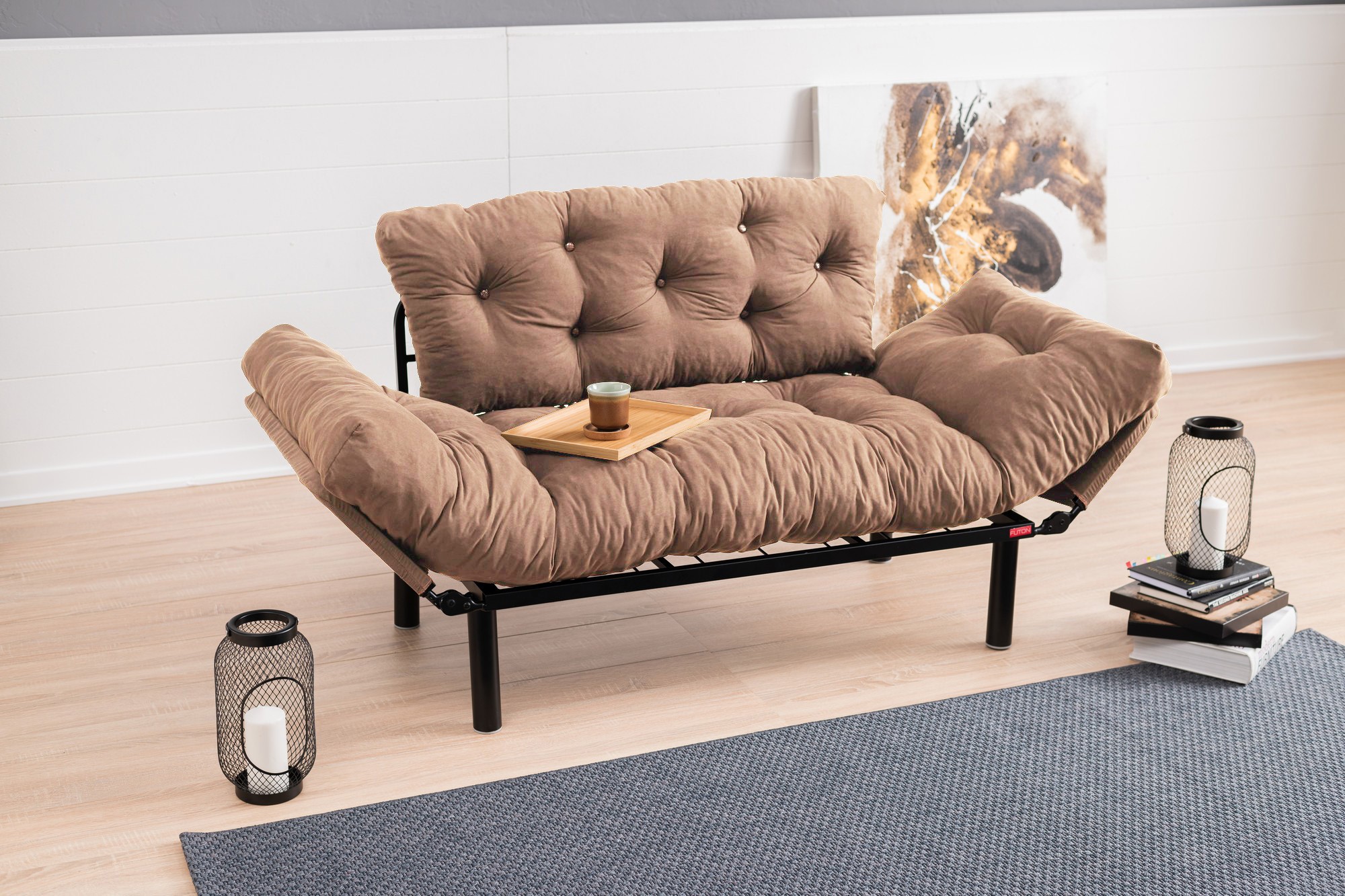 Nitta Sofa Bed 2-Seater Light Brown