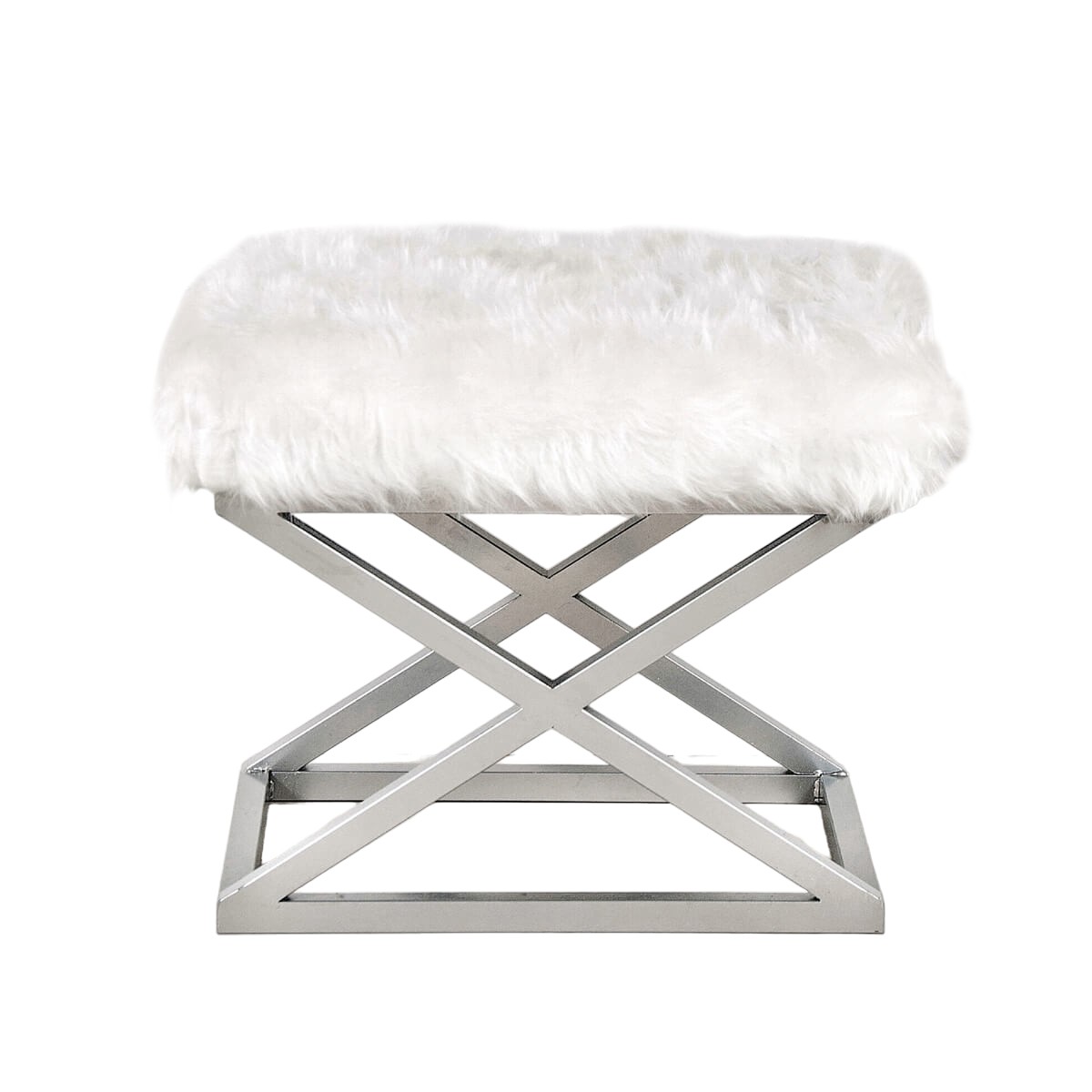 Capraz Plush Pouf Silver White