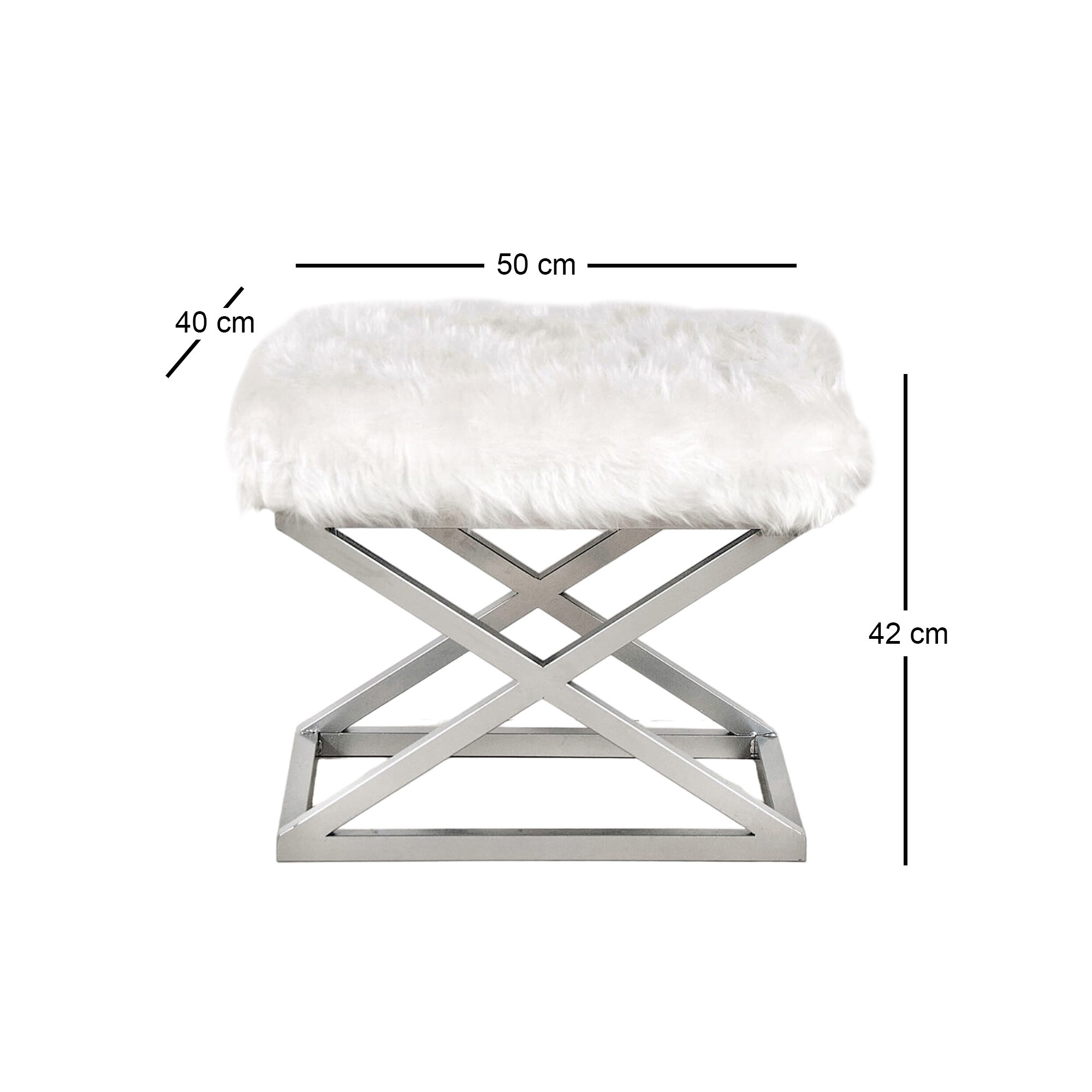 Capraz Plush Pouf Silver White