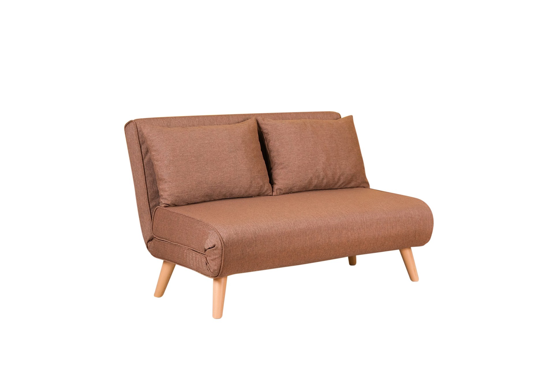 Fold-out sofa bed 2-seater brown