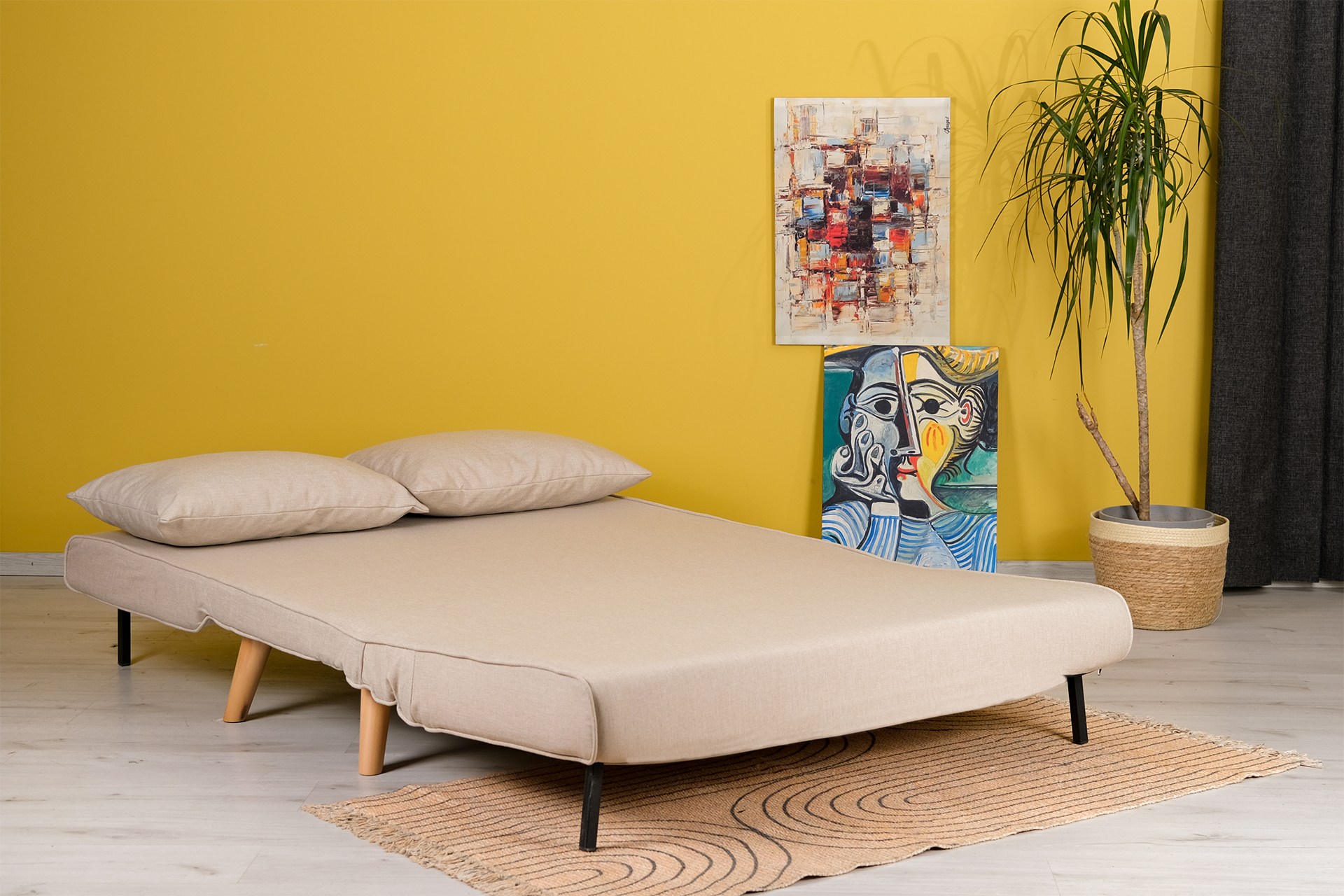 Foldable Sofa Bed 2-seater Cream