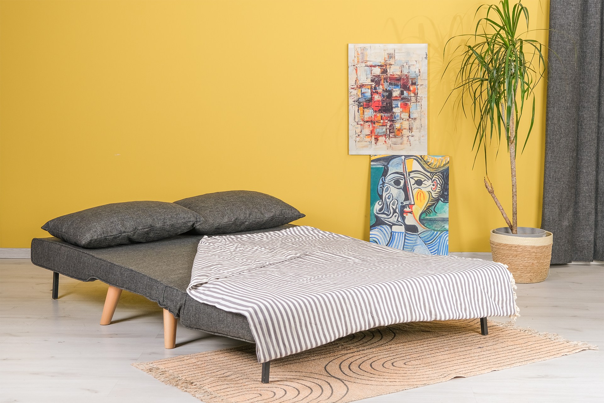 Foldable Sofa Bed 2-seater Dark Grey
