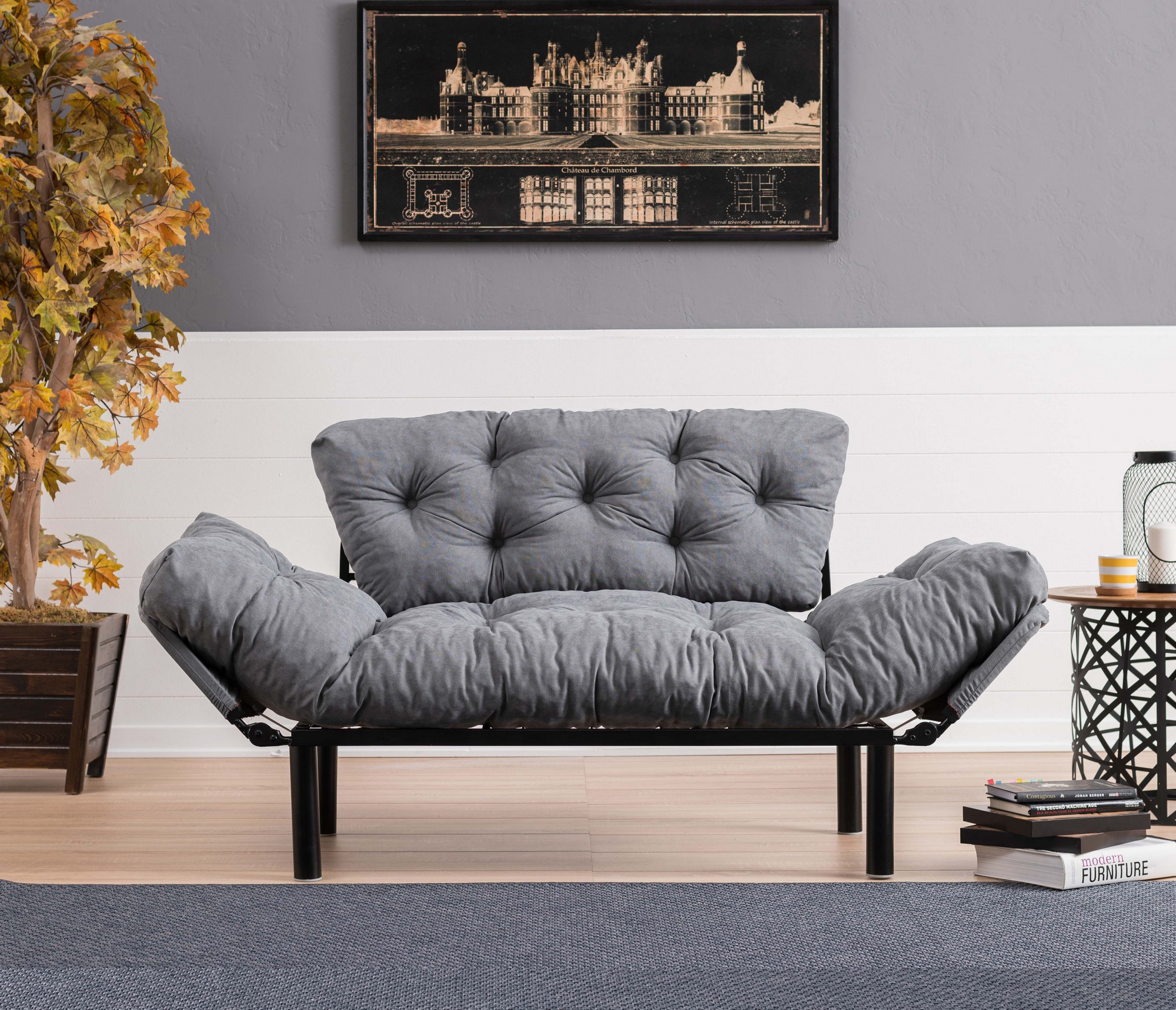 Nitta Sofa Bed 2-seater Grey