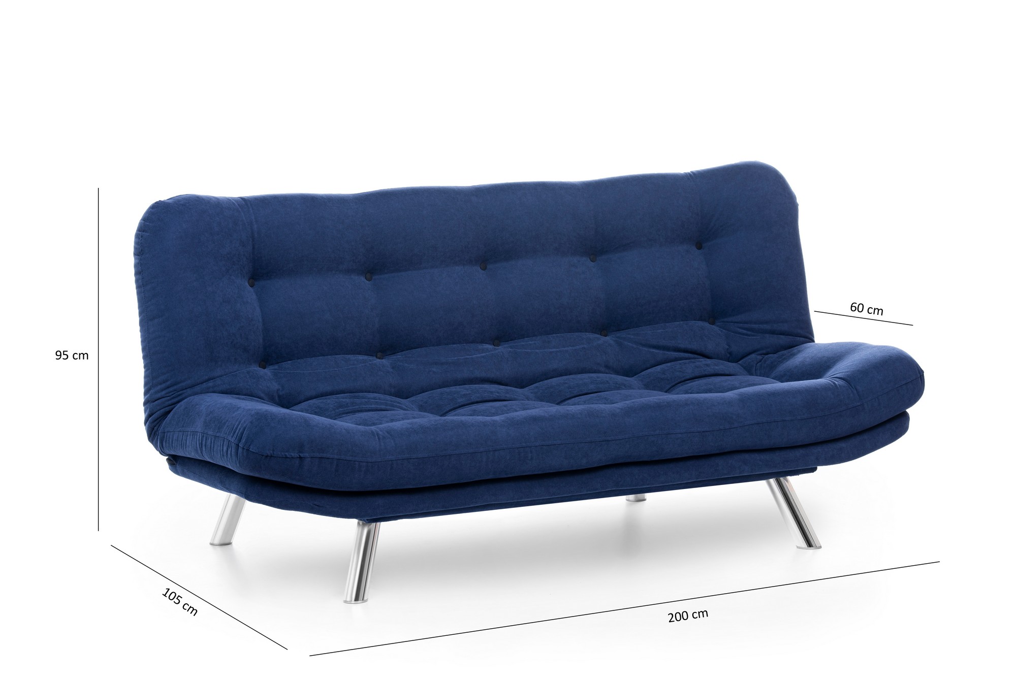 Misa Sofa Bed 3-Seater Navy Blue