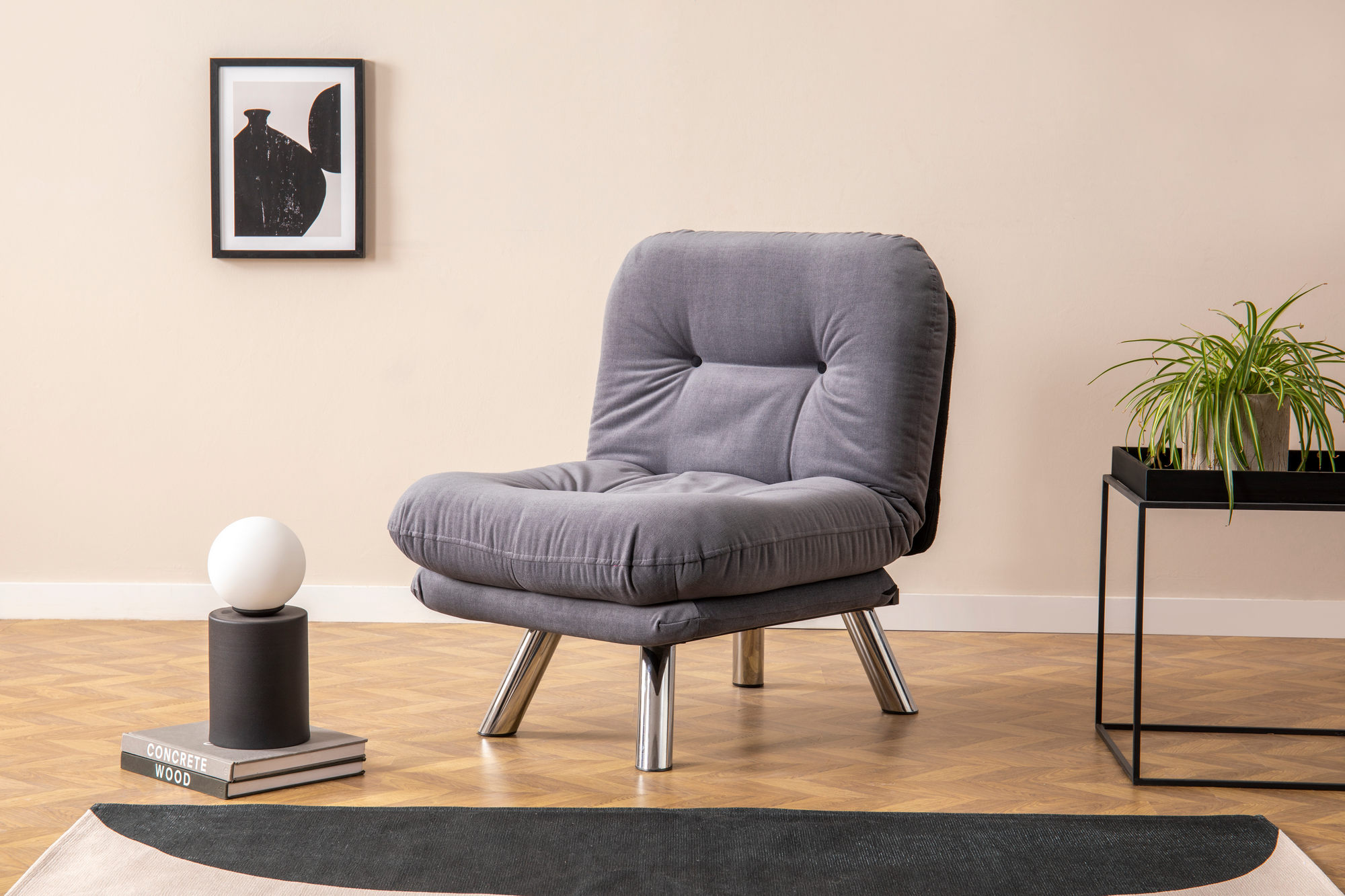 Misa Small Solo Sleeper Sofa 1-Seater Grey