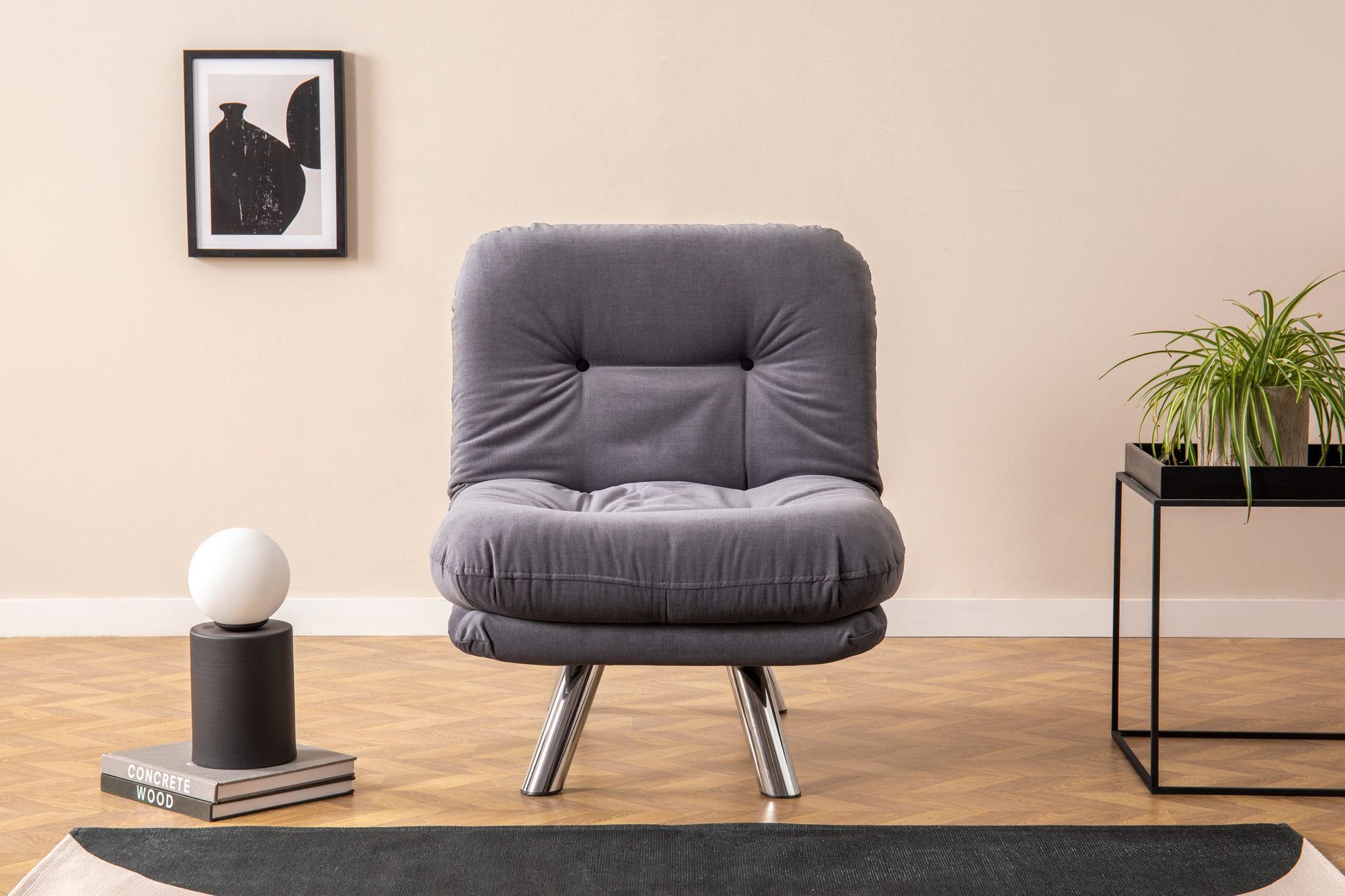 Misa Small Solo Sleeper Sofa 1-Seater Grey