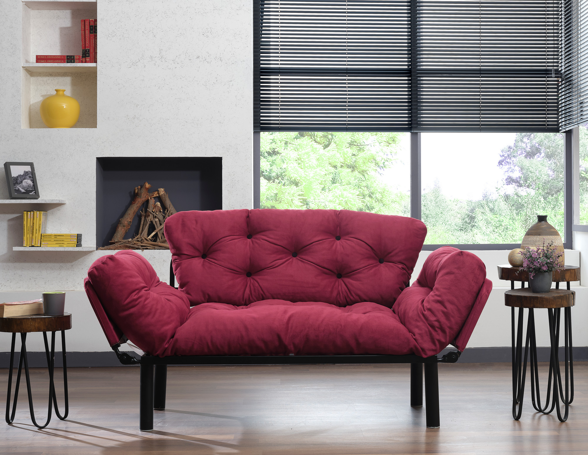 Nitta Sofa Bed 2-seater Maroon