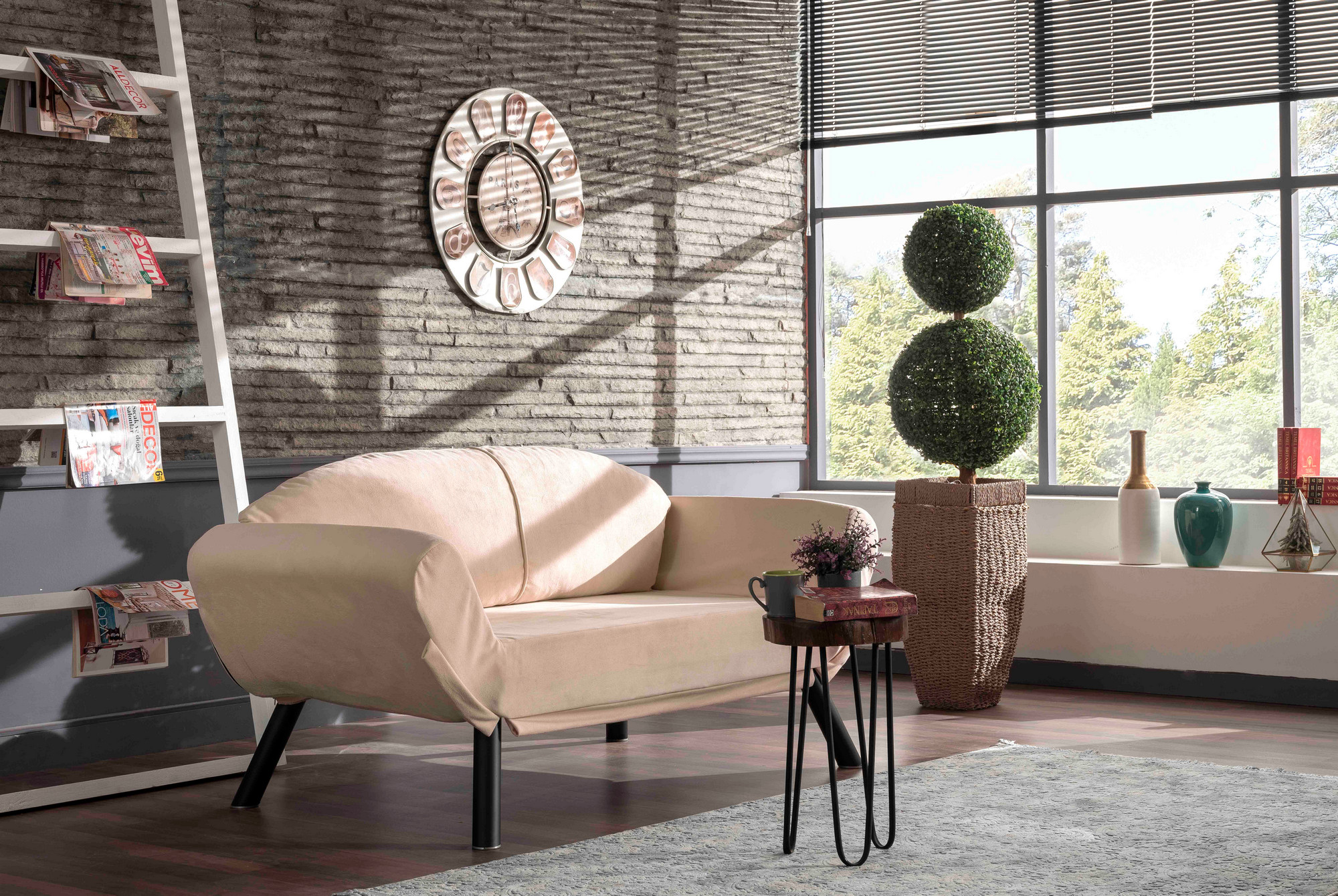 Genzo Sofa bed 2-seater Cream