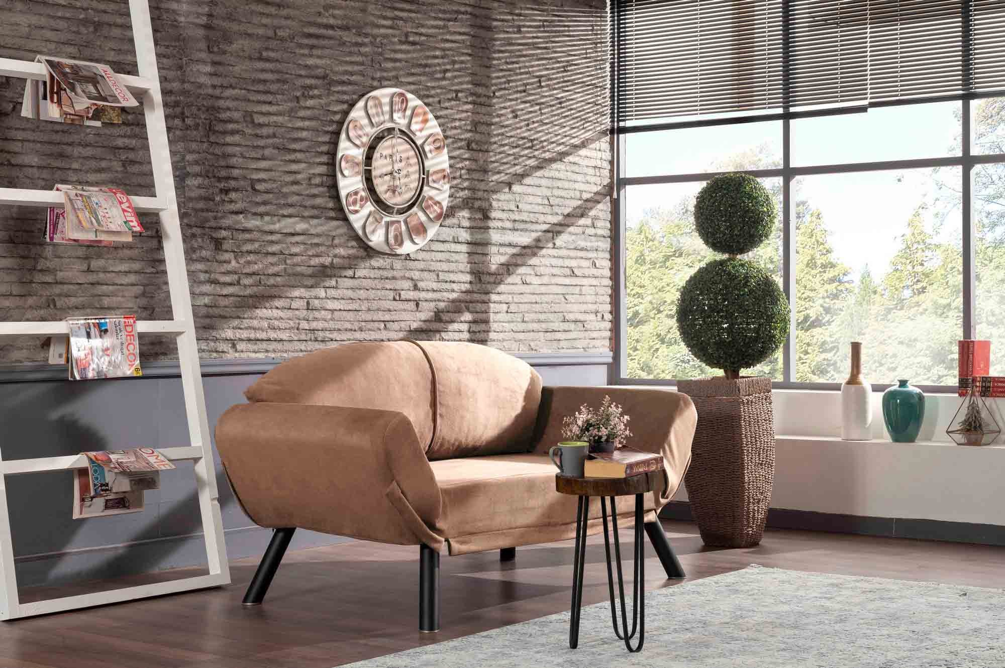 Genzo Sofa bed 2-seater Light Brown