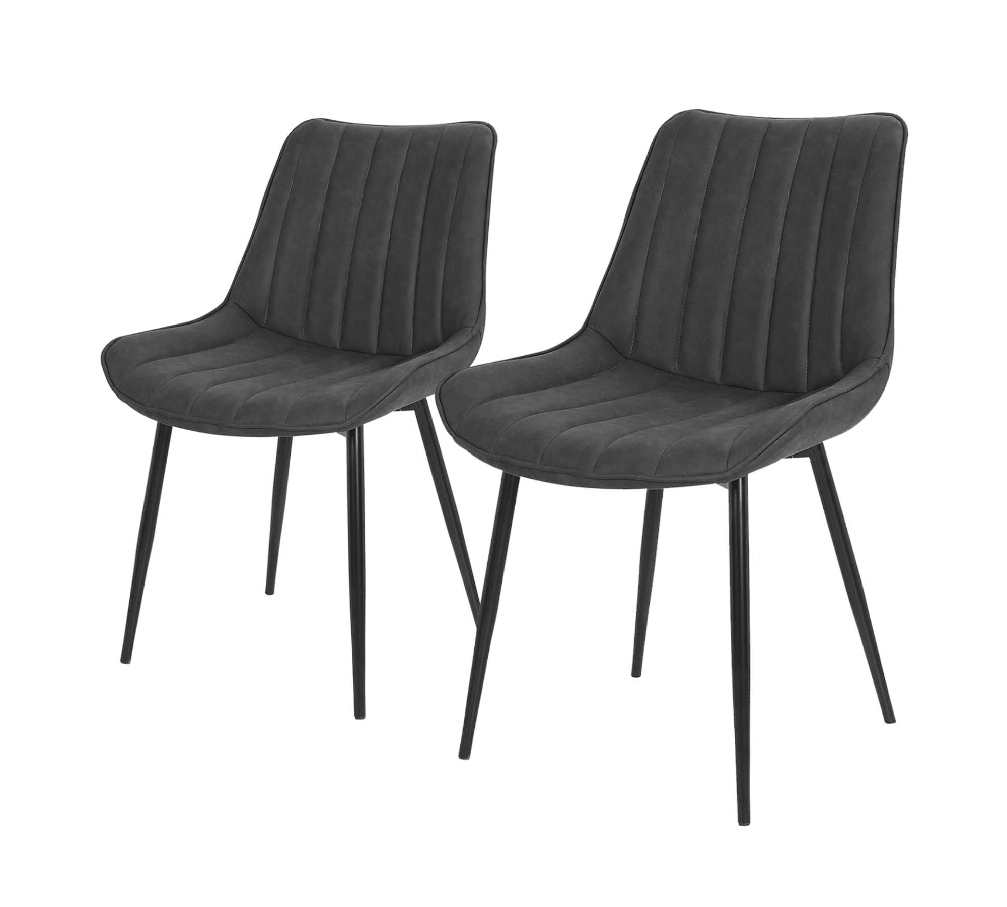 2x Upholstered chair Vegan leather Dark grey