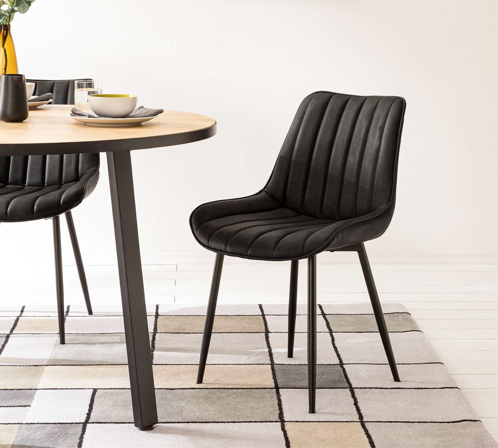 2x Upholstered chair Vegan leather Dark grey