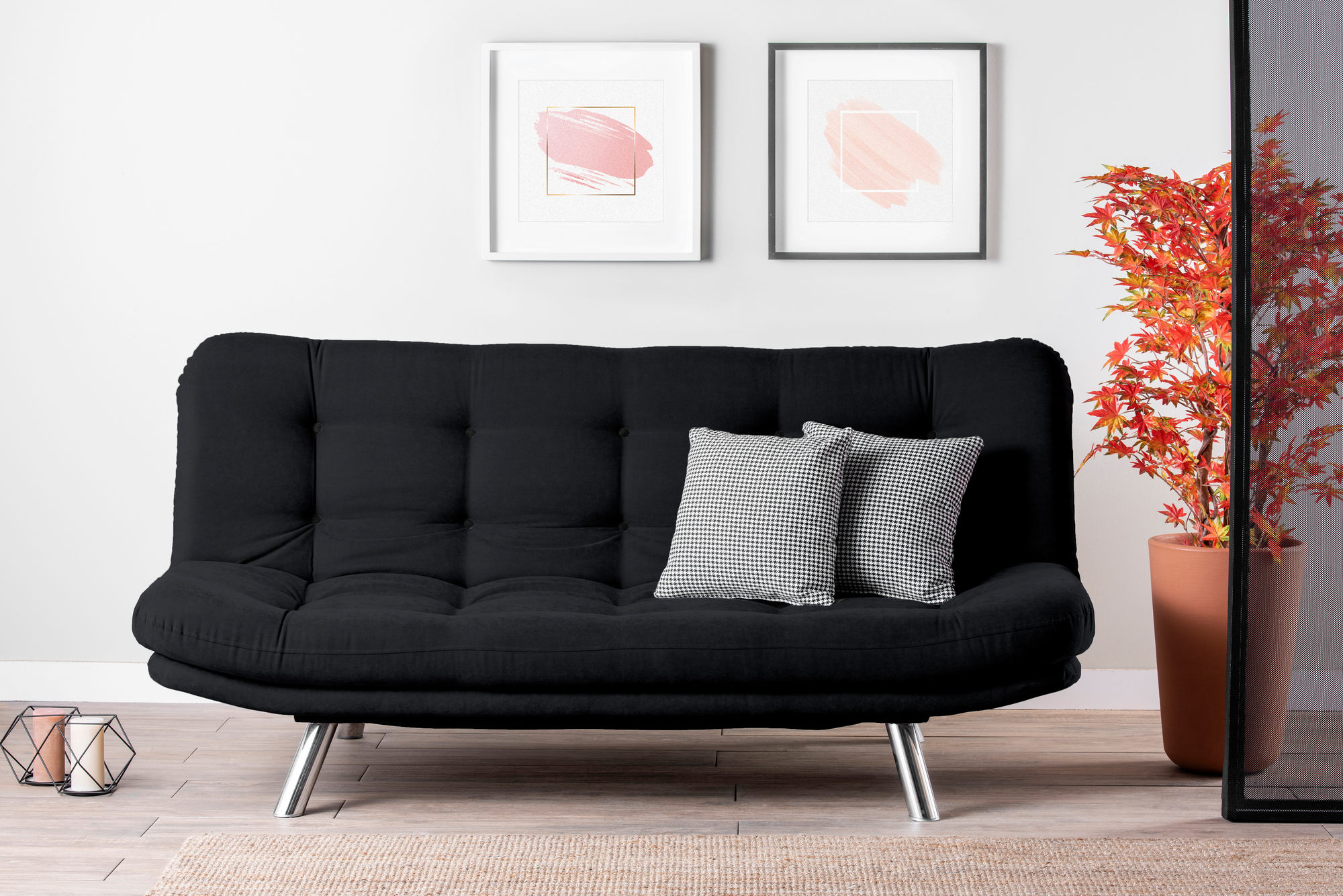 Misa Sofa Bed 3-Seater Black