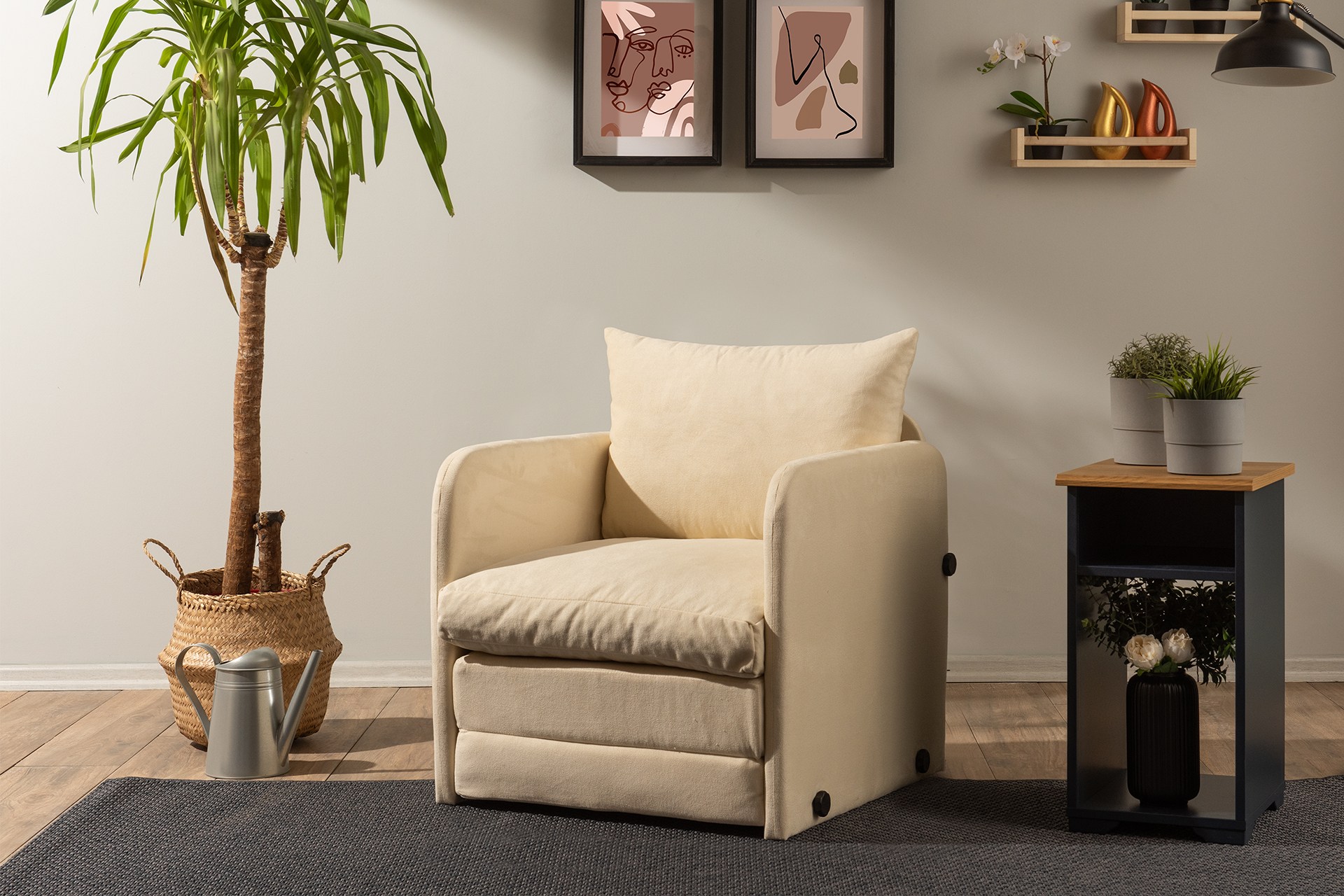 Saga Sofa Bed 1-Seater Cream