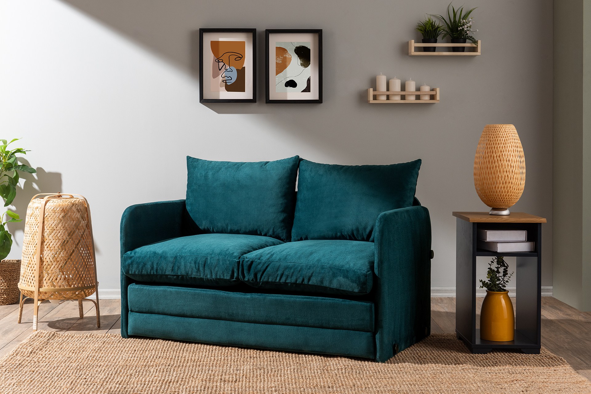 Saga Sofa Bed 2-seater Petrol Green