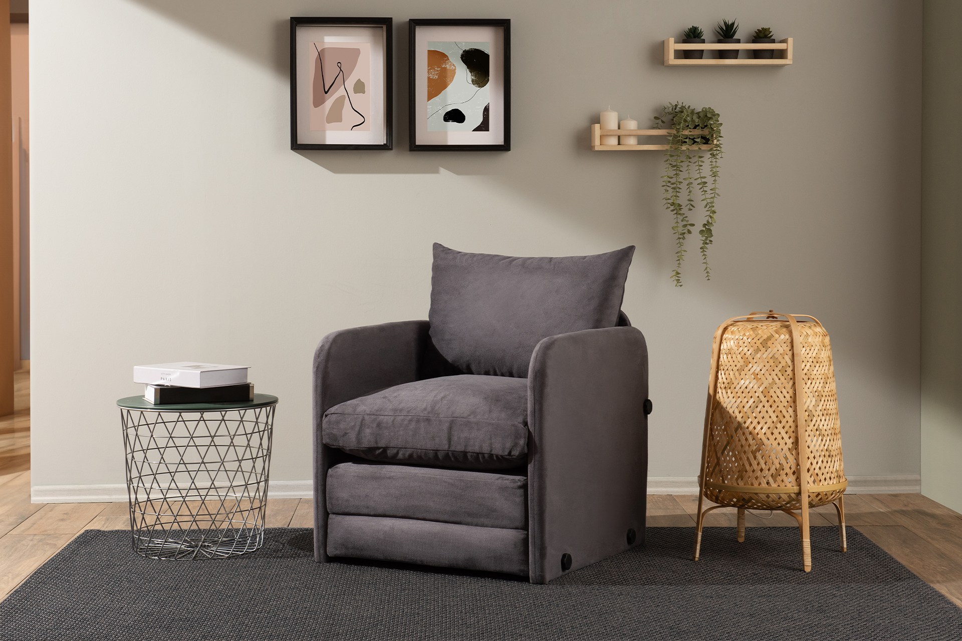 Saga Sofa bed 1-seater Grey