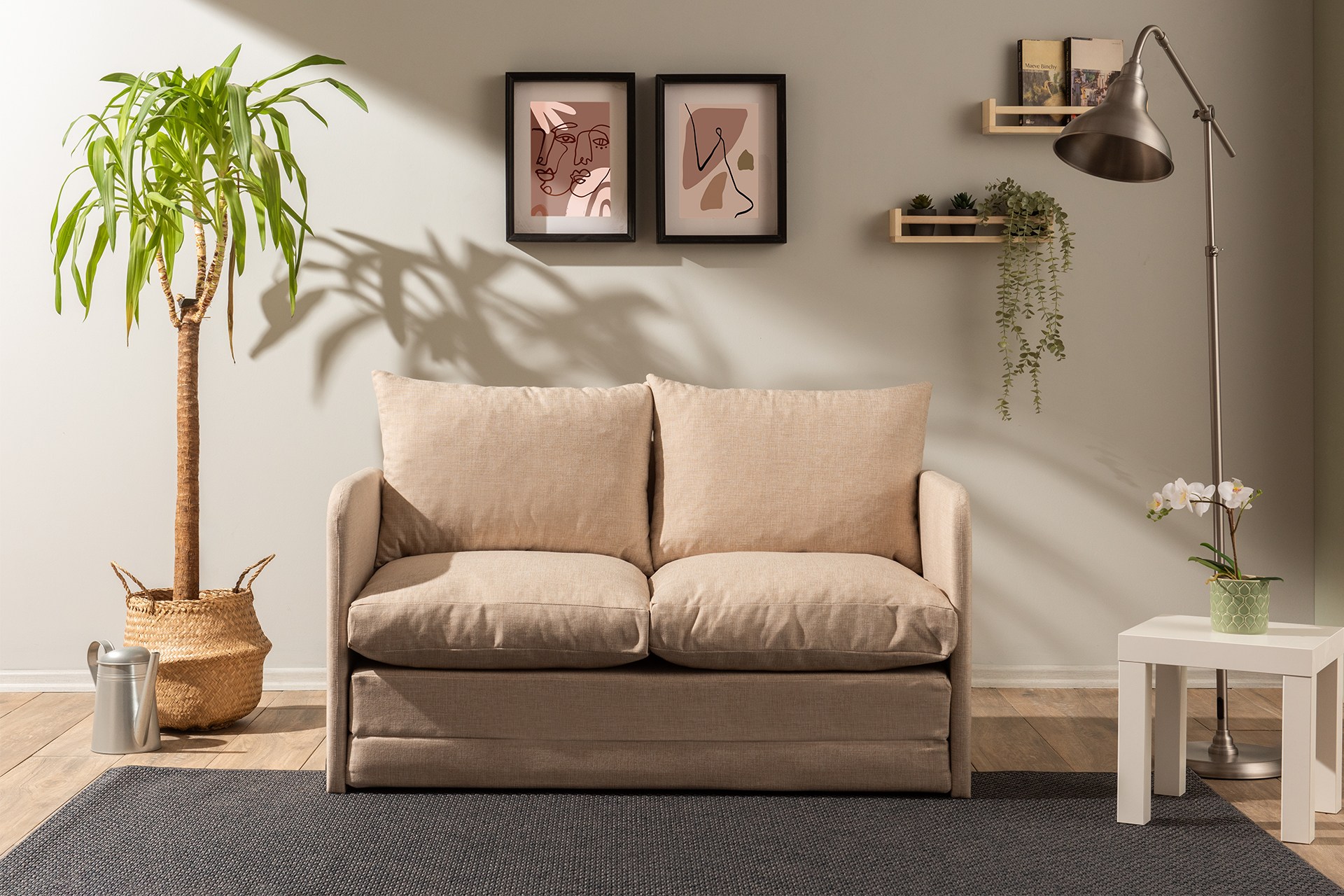 Saga Sofa Bed 2-seater Beige