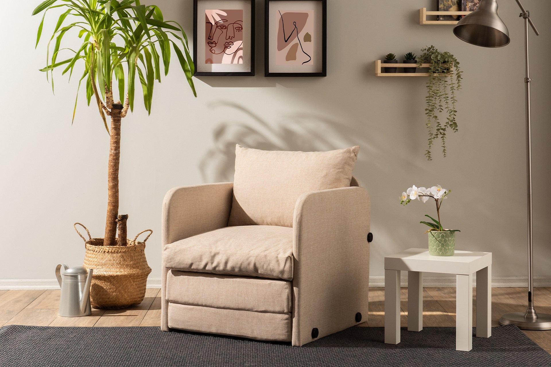 Saga Sofa Bed 1-Seater Beige