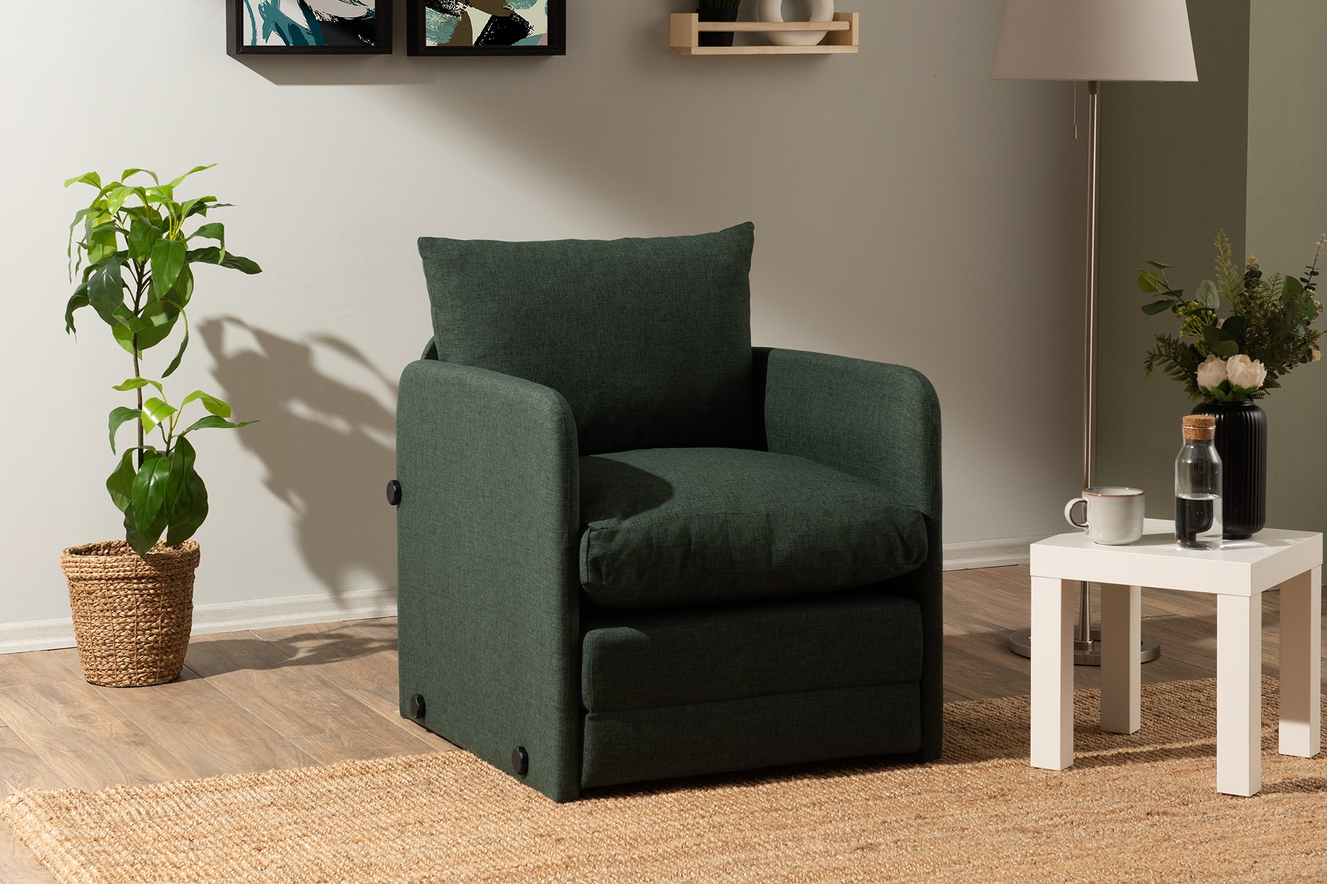 Saga Sofa bed 1-seater Green