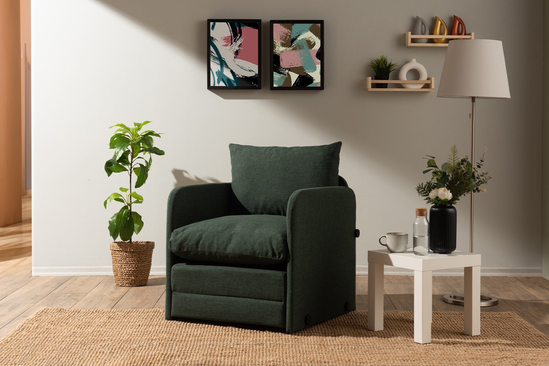Saga Sofa bed 1-seater Green