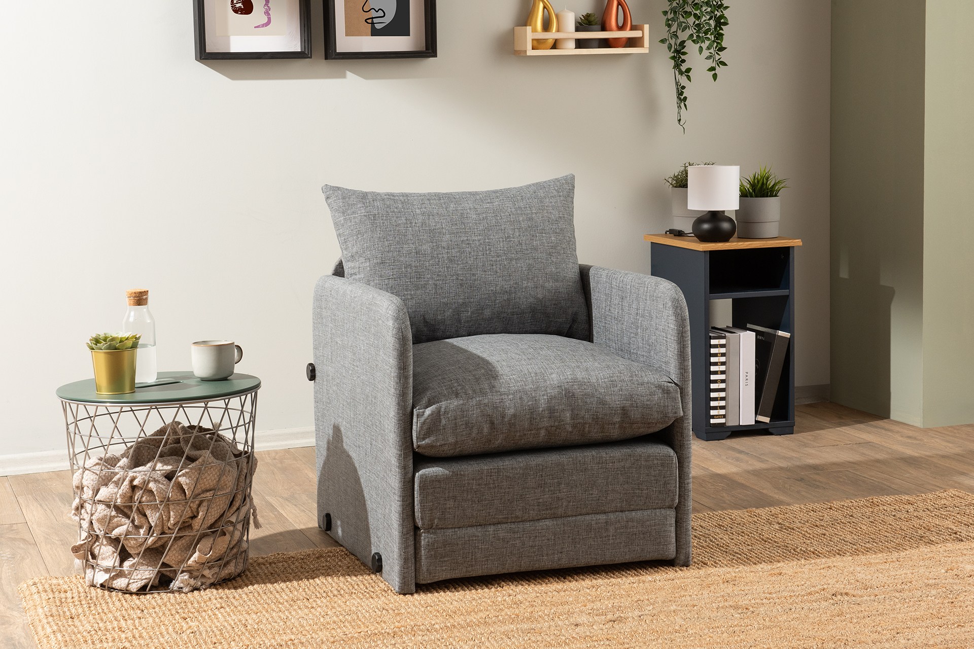 Saga Sofa Bed 1-seater Light Grey